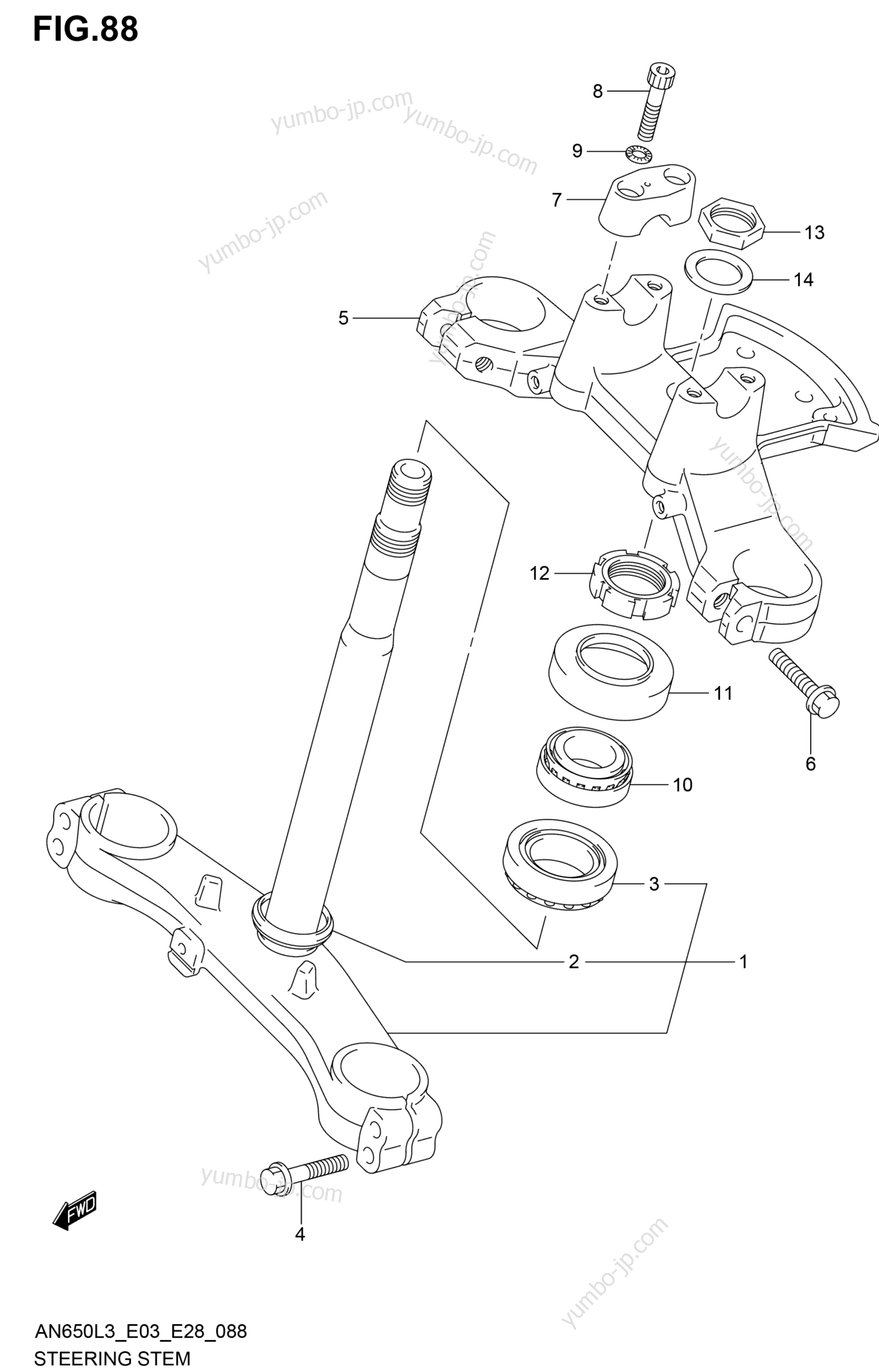 STEERING STEM for scooters SUZUKI AN650Z 2013 year