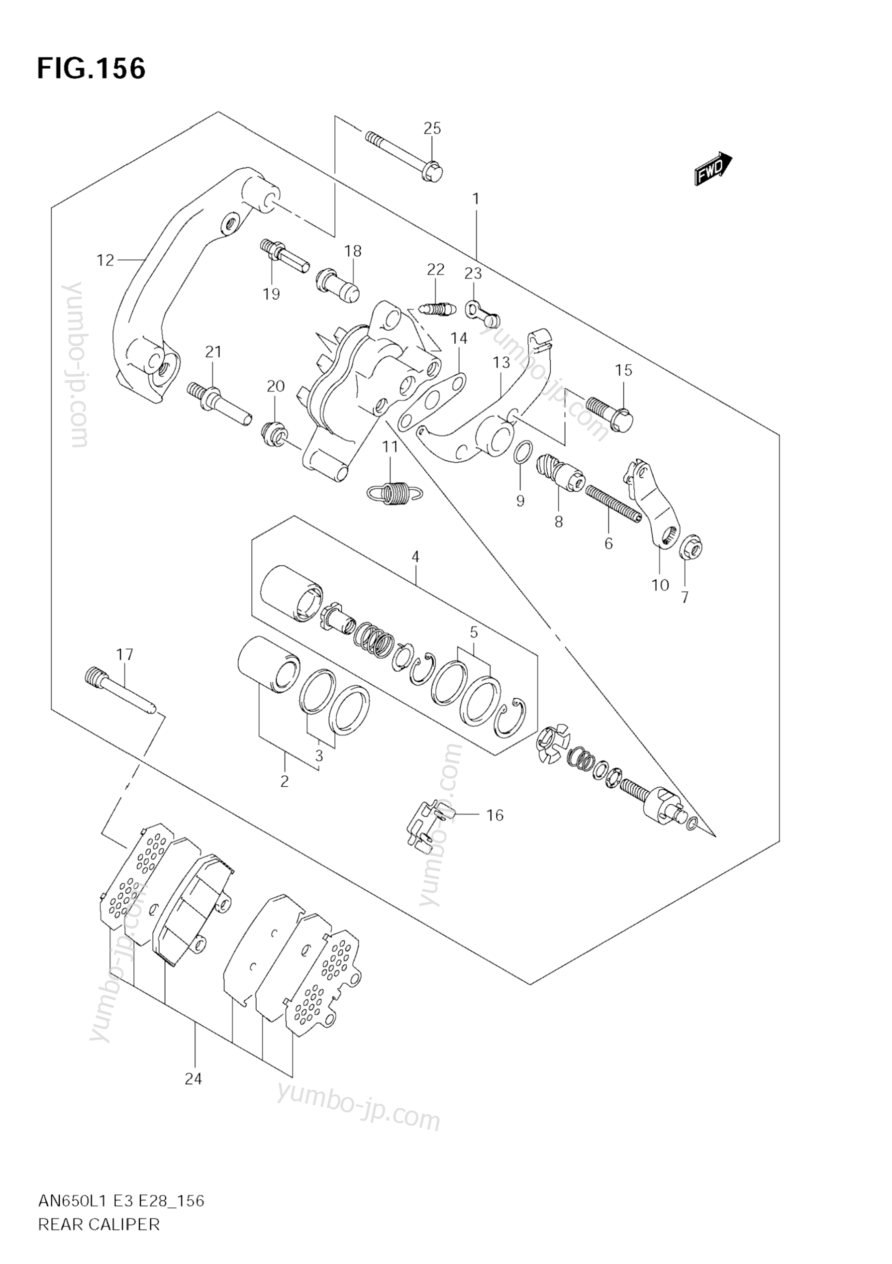 REAR CALIPER (AN650 L1 E3) для скутеров SUZUKI Burgman (AN650) 2011 г.