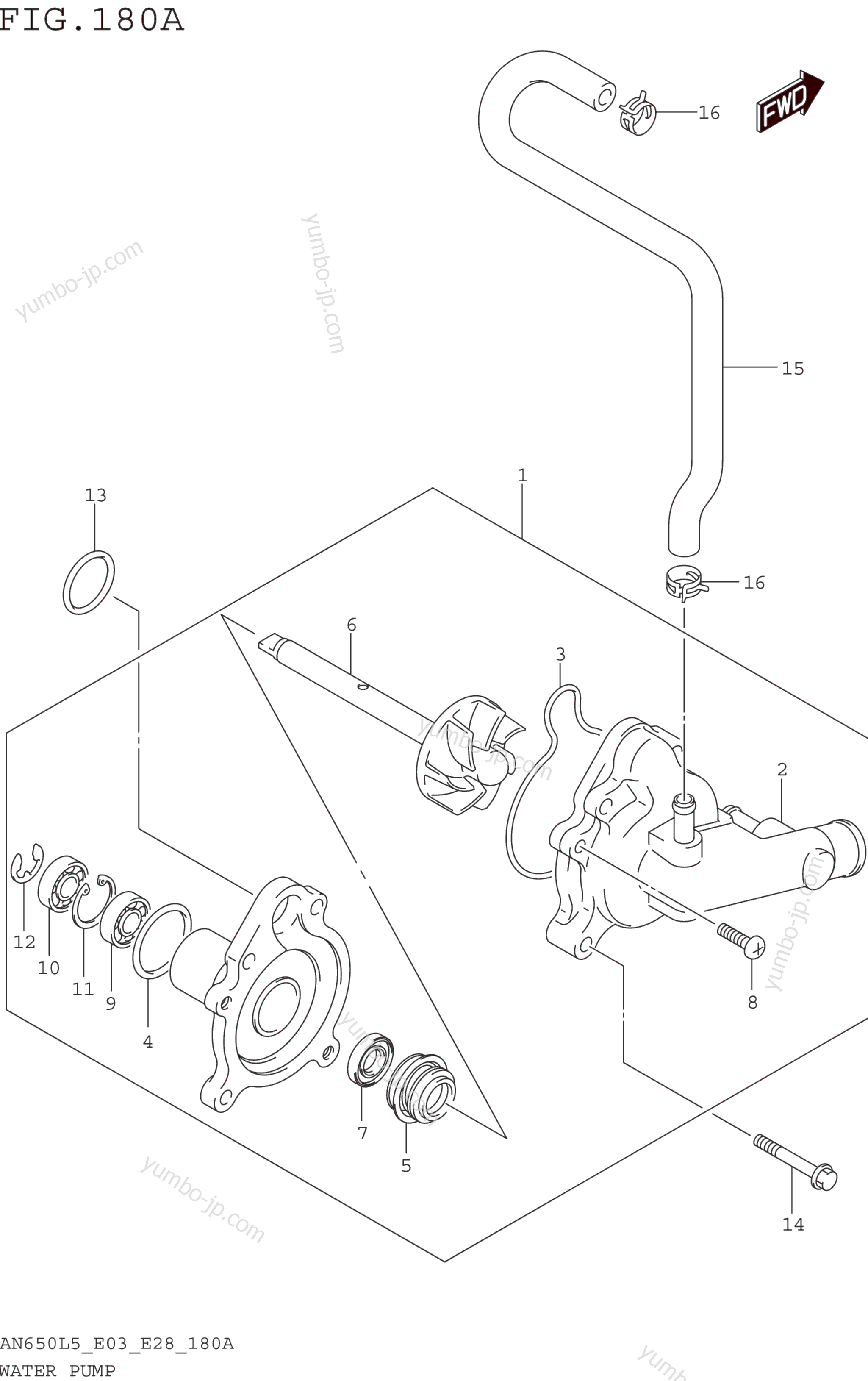 WATER PUMP for scooters SUZUKI AN650 2015 year