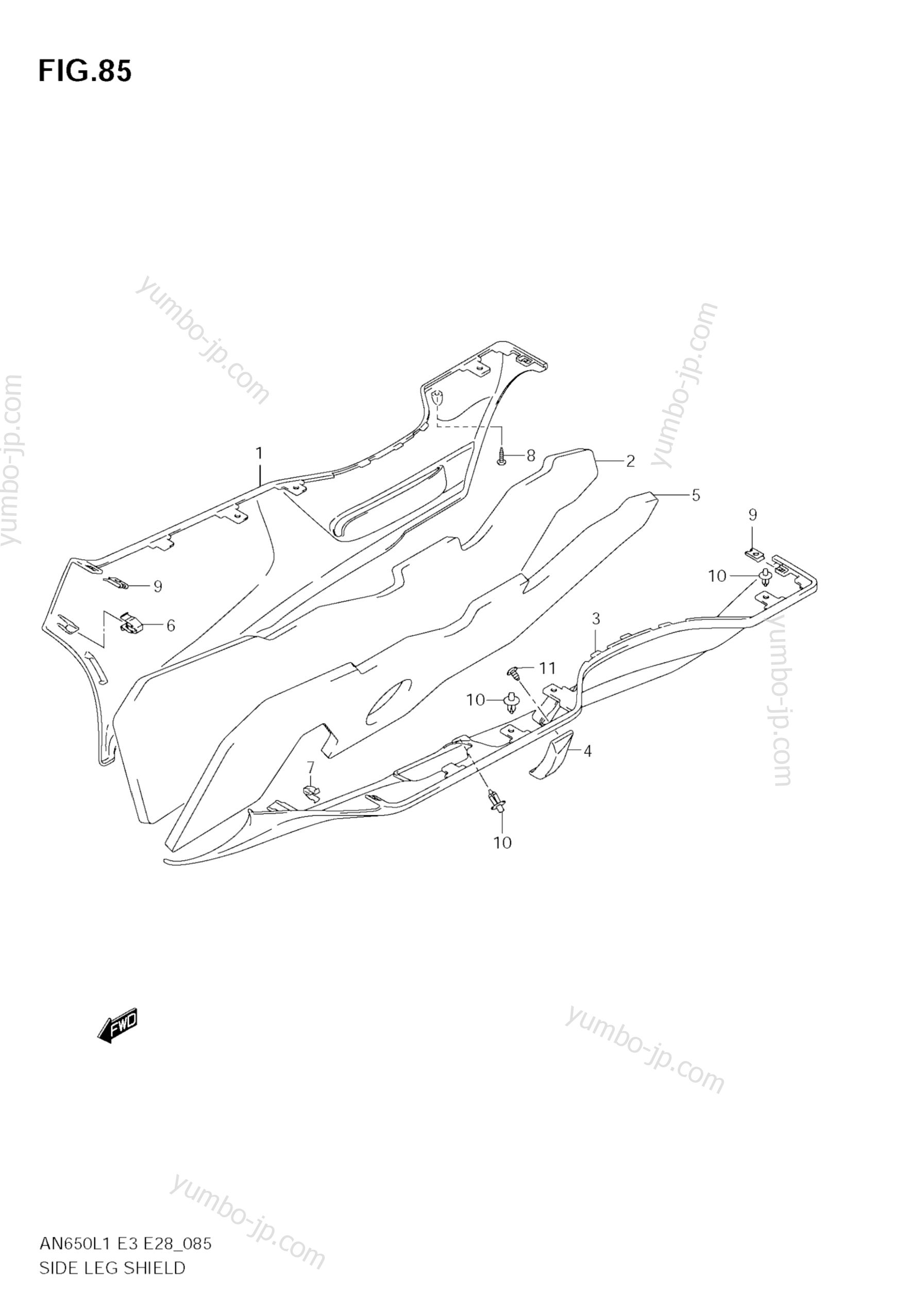 SIDE LEG SHIELD (AN650A L1 E28) для скутеров SUZUKI Burgman (AN650) 2011 г.