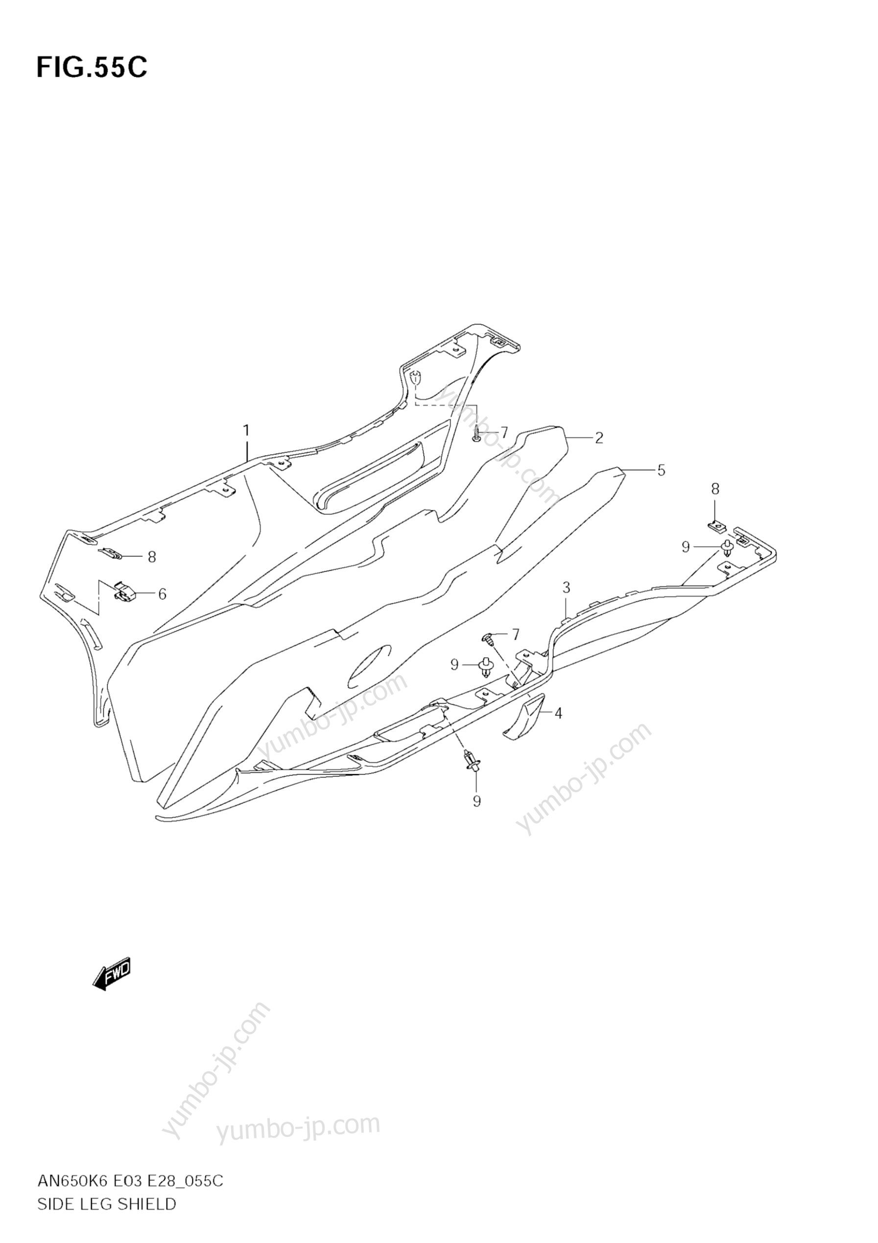 SIDE LEG SHIELD (MODEL K9) для скутеров SUZUKI Burgman (AN650A) 2006 г.