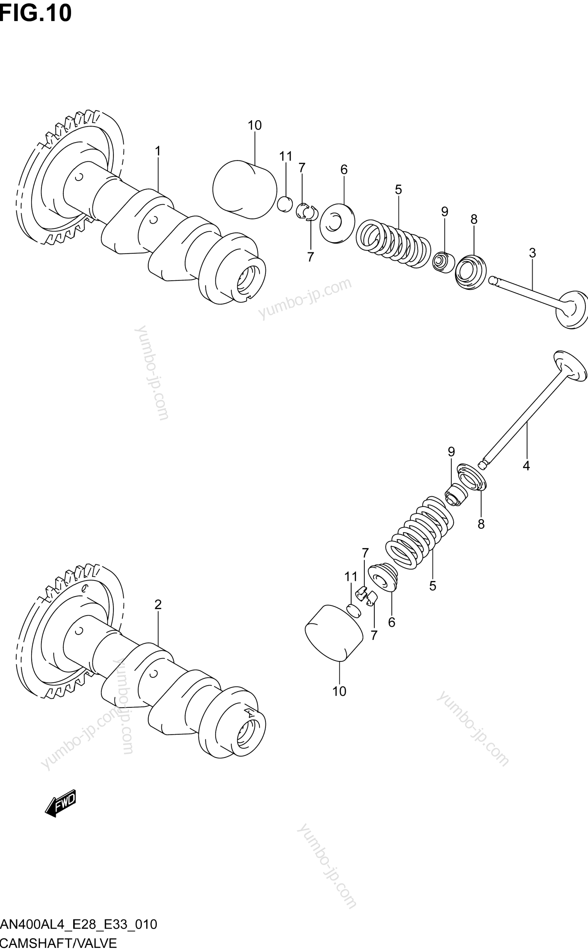 CAMSHAFT/VALVE for scooters SUZUKI AN400ZA 2014 year