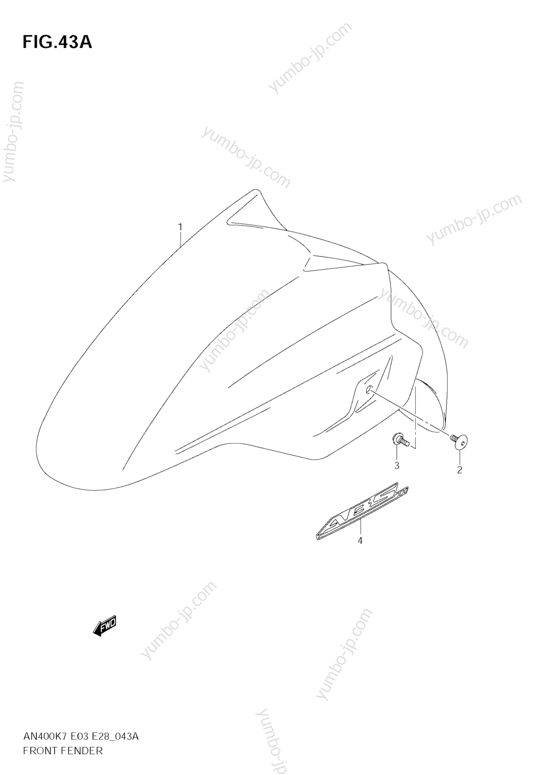 FRONT FENDER (MODEL K9) for scooters SUZUKI Burgman (AN400A) 2007 year