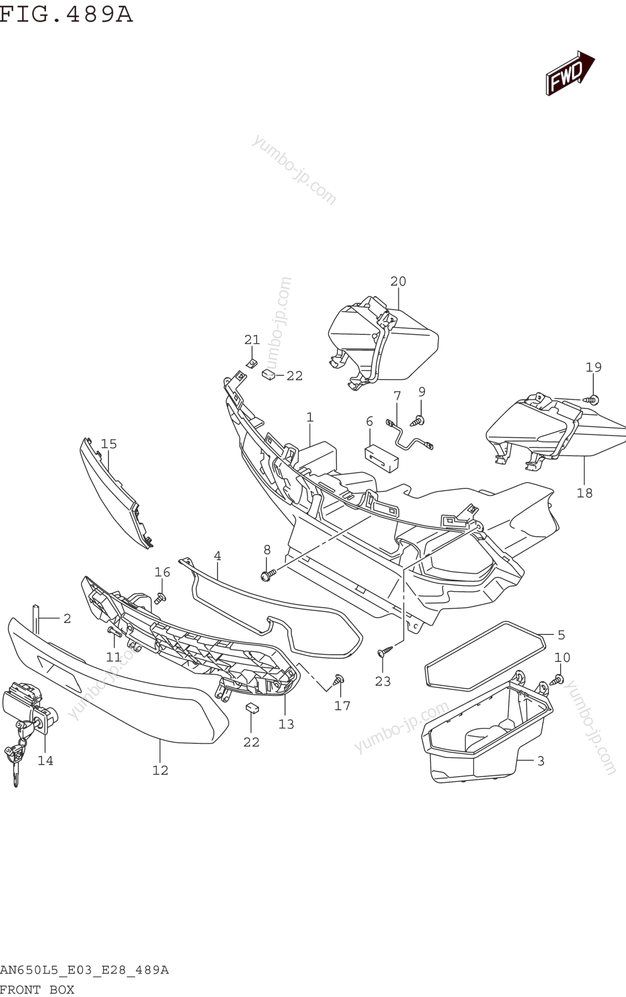 FRONT BOX for scooters SUZUKI AN650 2015 year