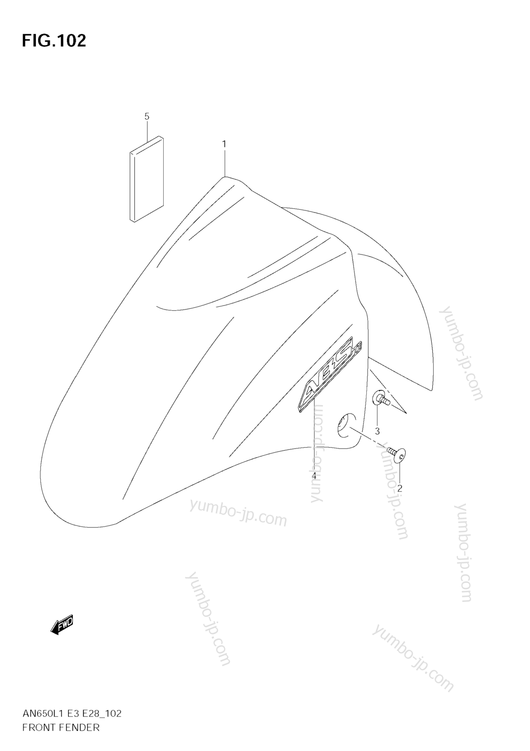 FRONT FENDER (AN650A L1 E28) для скутеров SUZUKI Burgman (AN650) 2011 г.