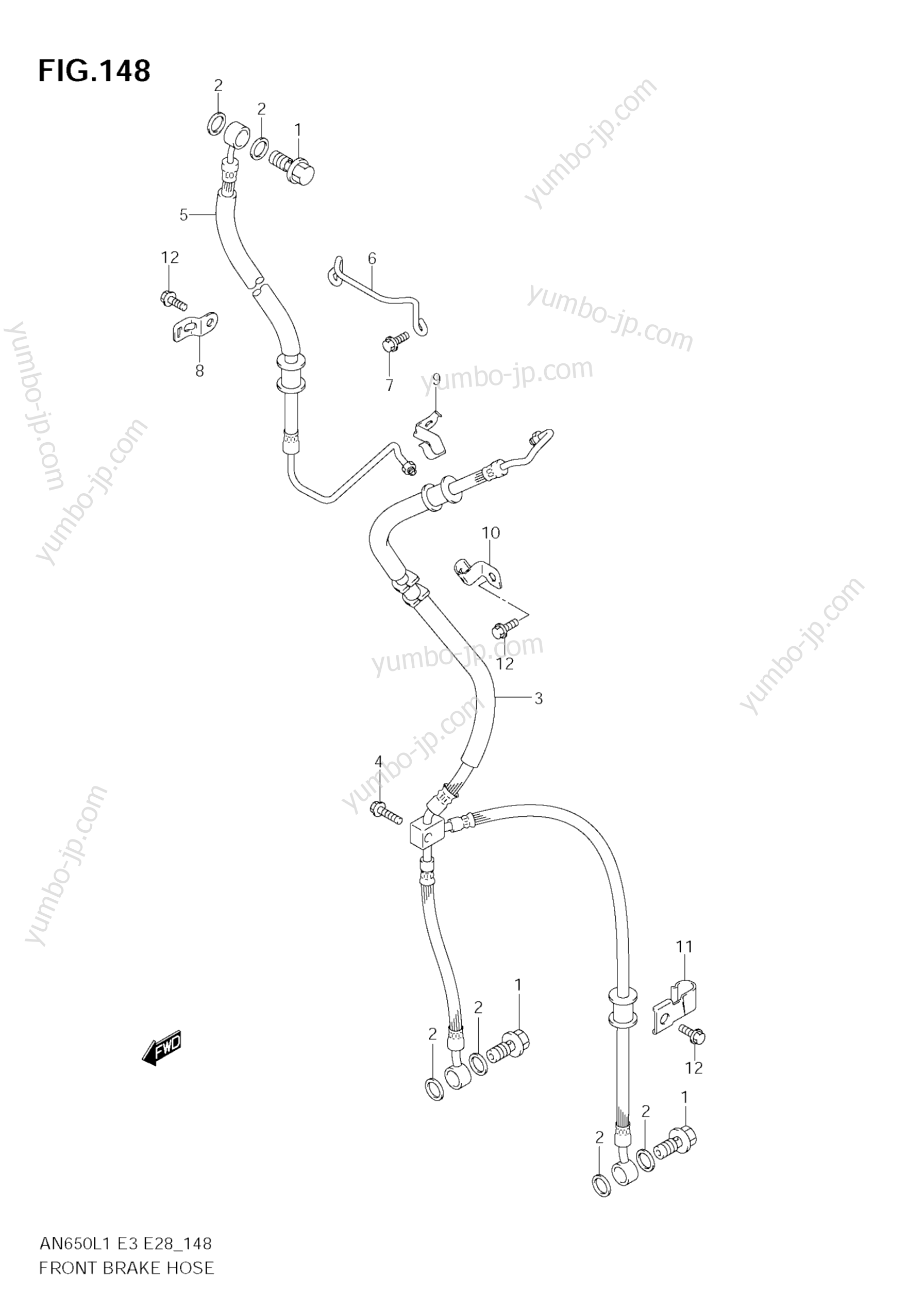 FRONT BRAKE HOSE (AN650A L1 E28) для скутеров SUZUKI Burgman (AN650) 2011 г.