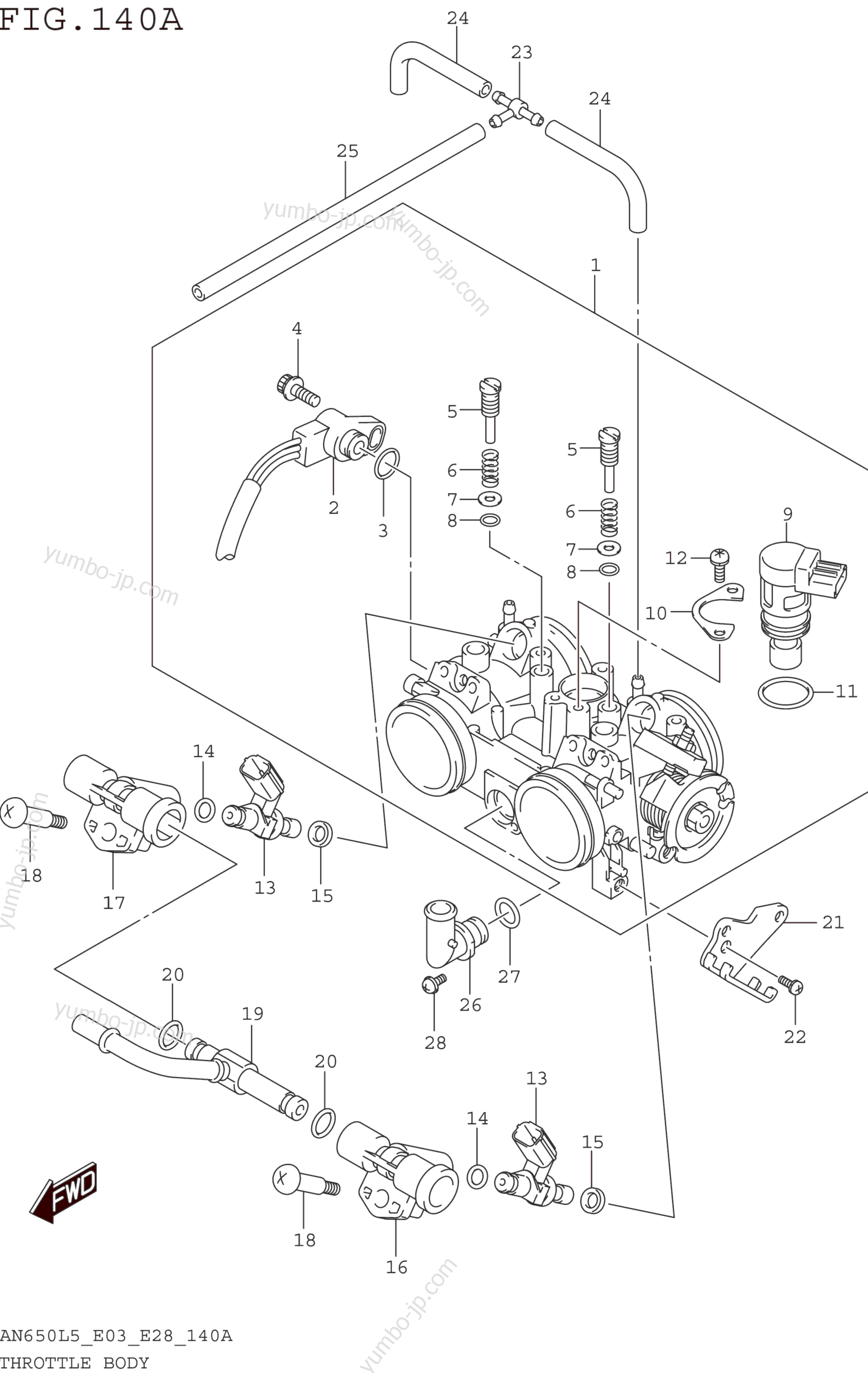 THROTTLE BODY (AN650L5 E03) for scooters SUZUKI AN650 2015 year