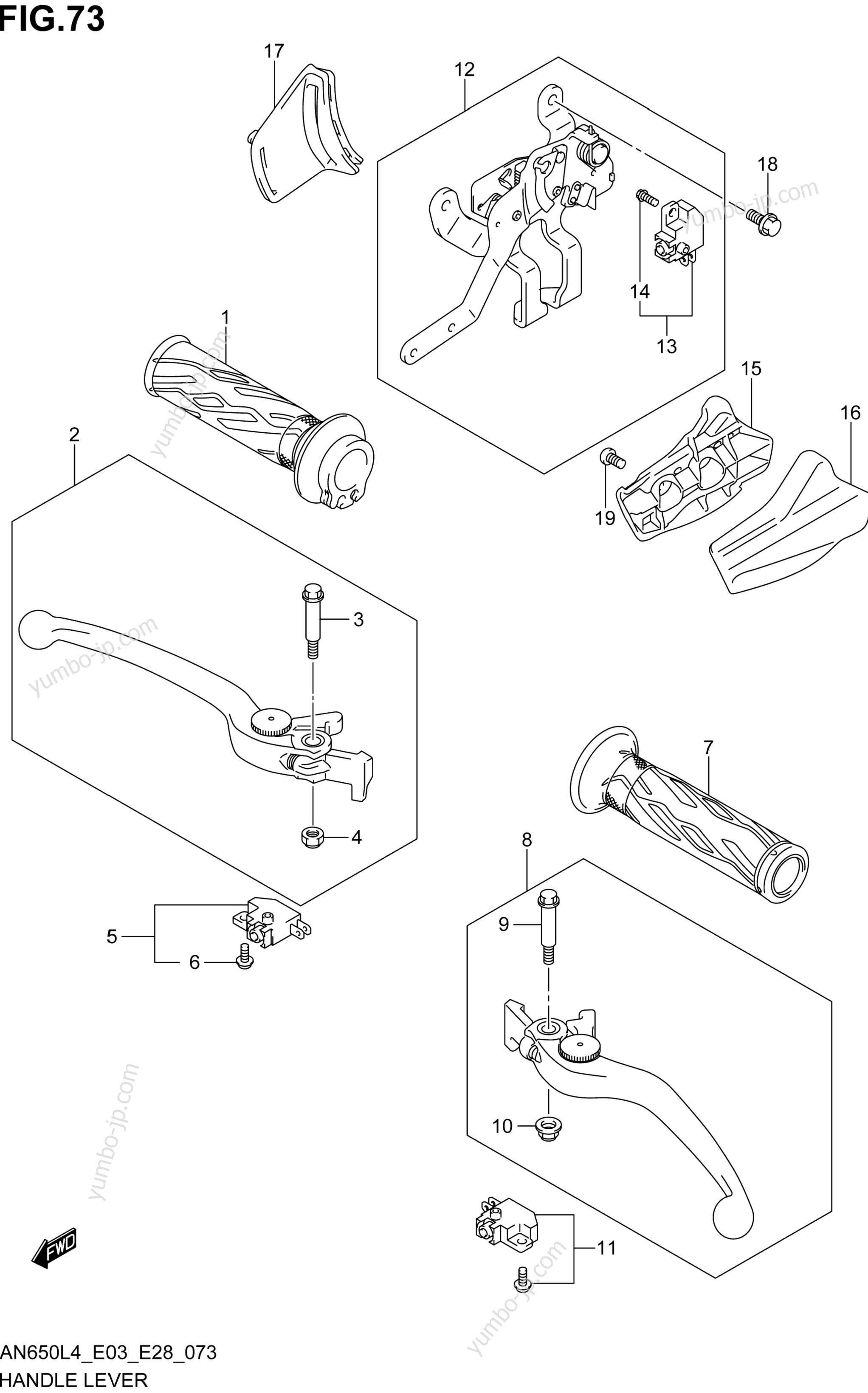 HANDLE LEVER (AN650L4 E03) для скутеров SUZUKI AN650 2014 г.