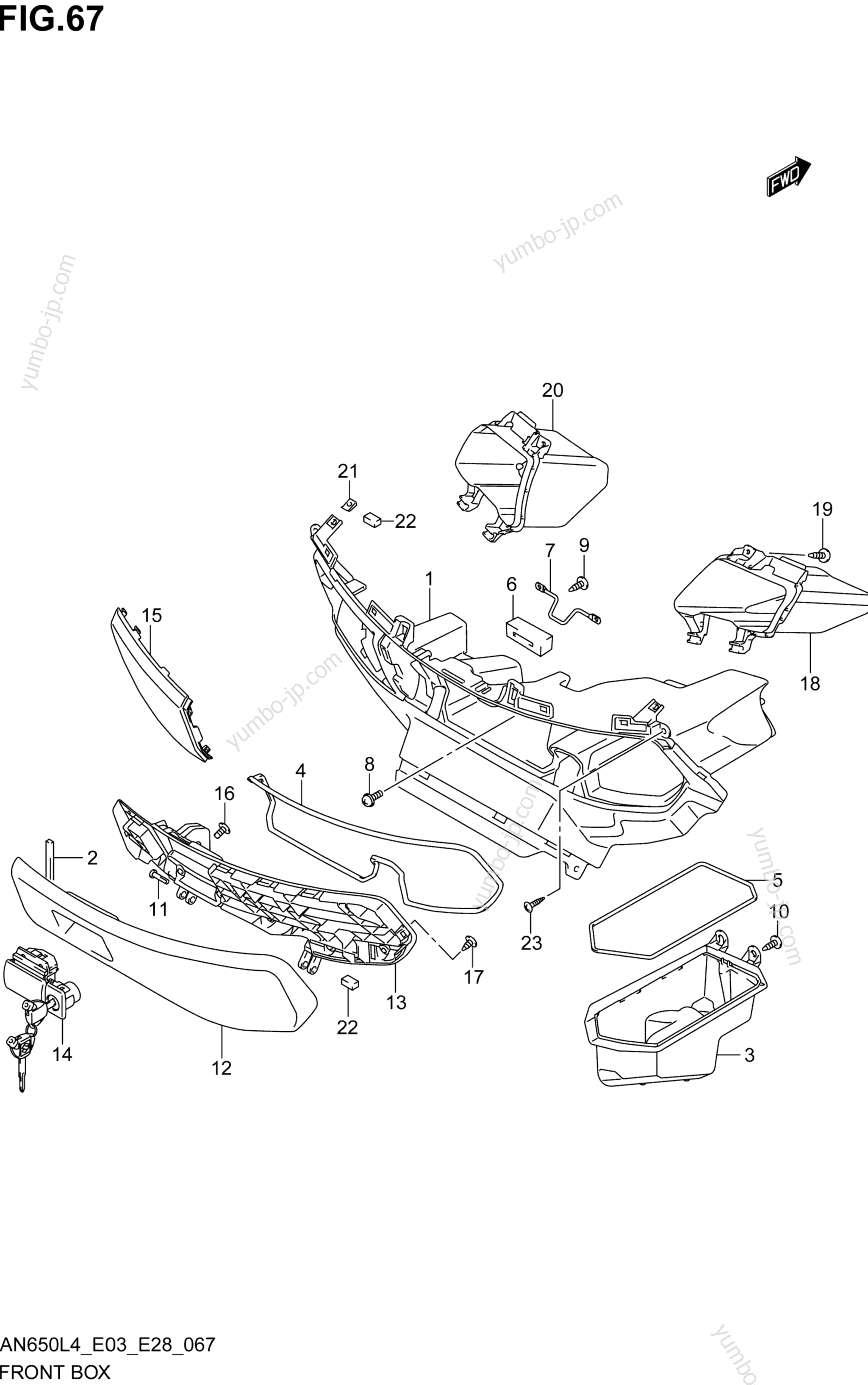 FRONT BOX for scooters SUZUKI AN650 2014 year