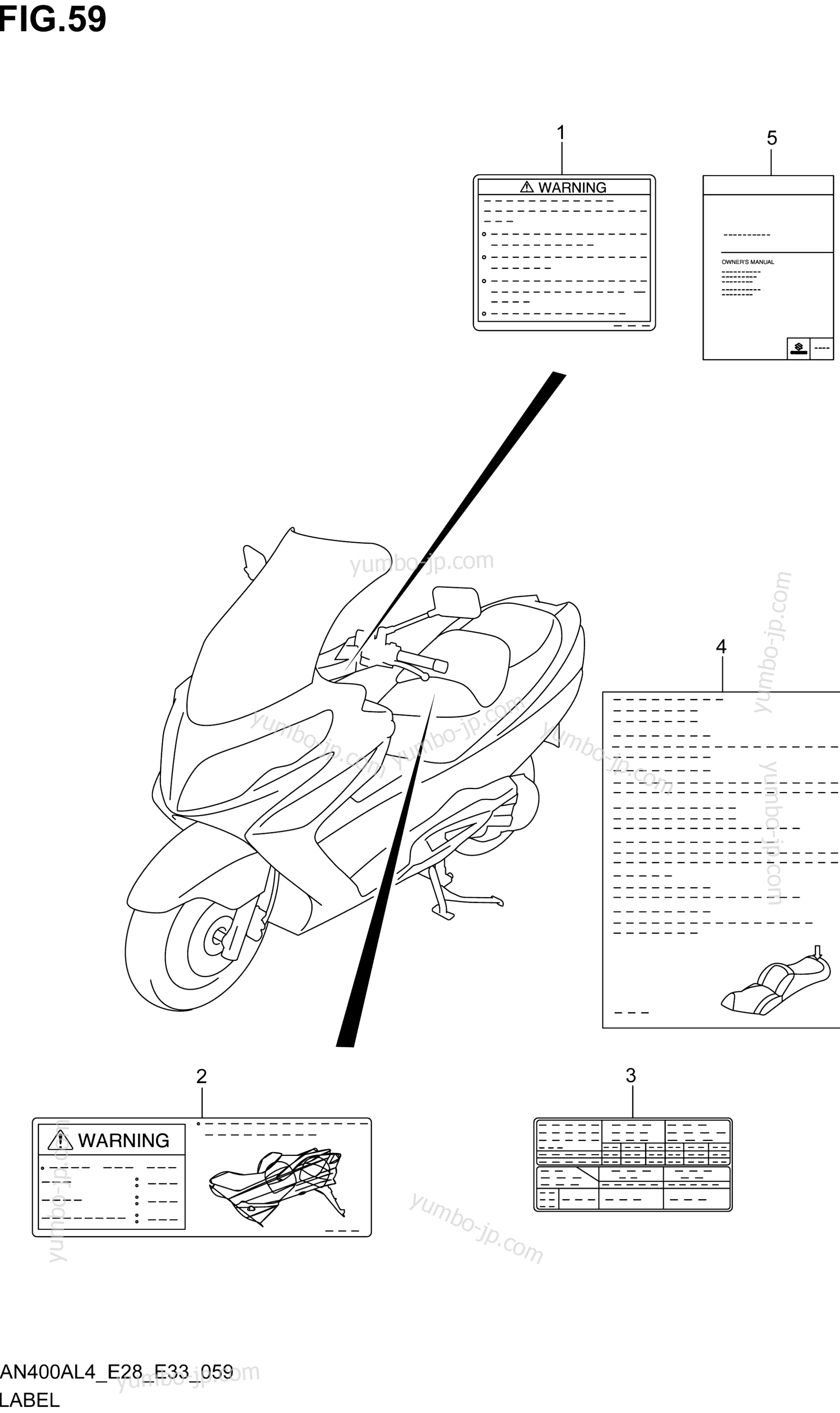LABEL (AN400ZAL4 E28) for scooters SUZUKI AN400A 2014 year