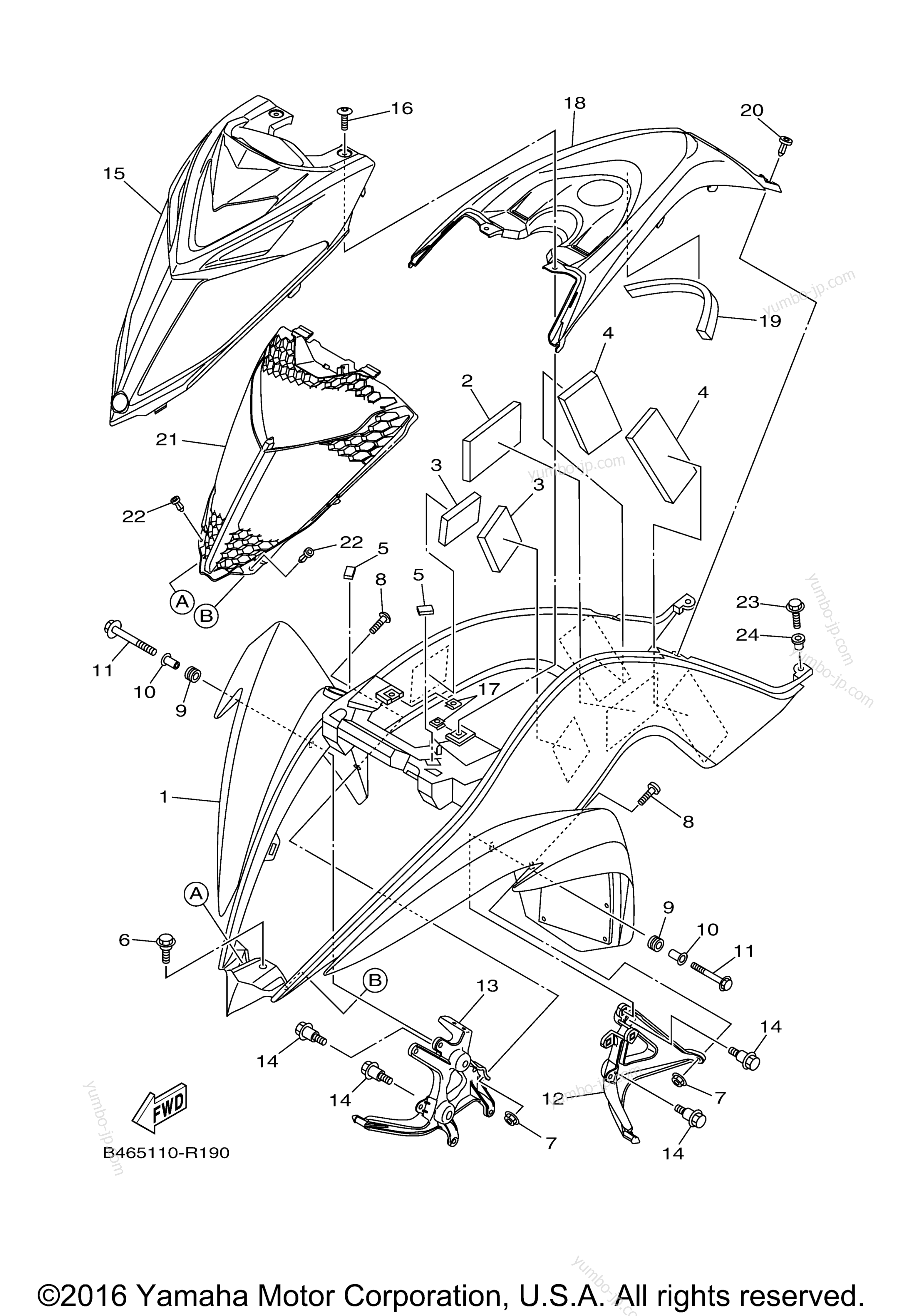 FRONT FENDER для квадроциклов YAMAHA RAPTOR 700R (YFM70RSXHL) 2017 г.