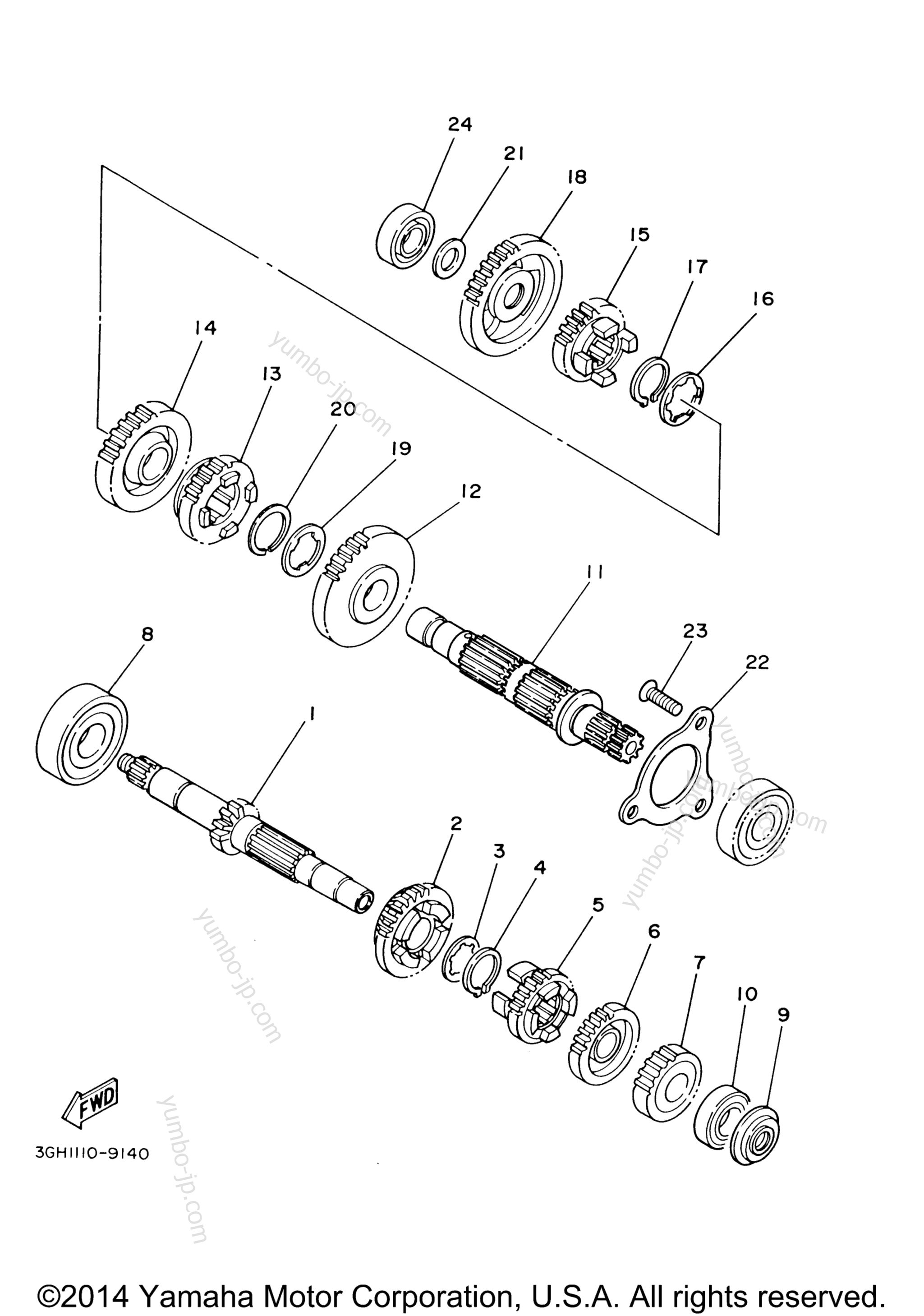 TRANSMISSION for ATVs YAMAHA BEAR TRACKER 2WD (YFM250XMC) CA 2000 year