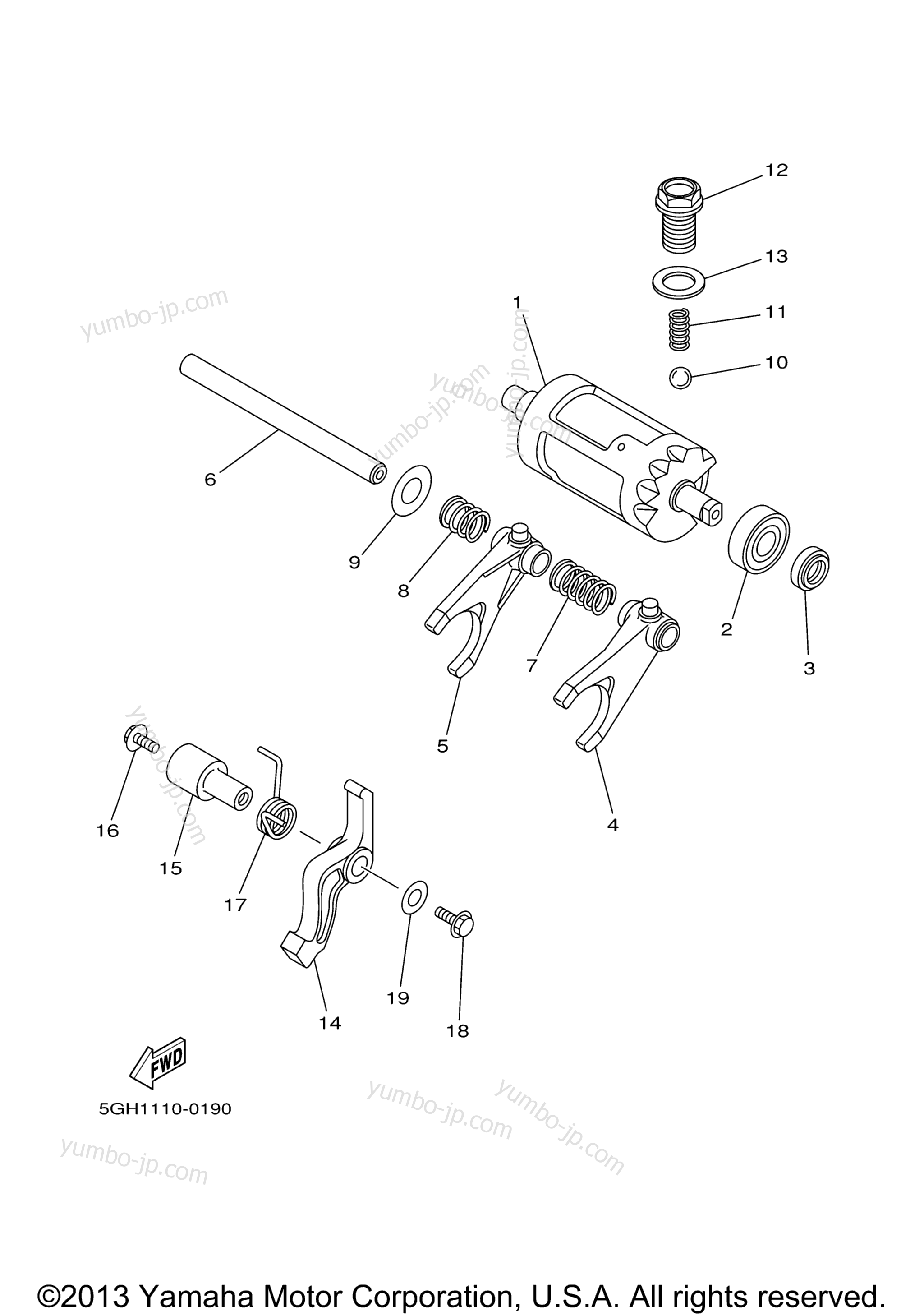 Shift Cam Fork для квадроциклов YAMAHA GRIZZLY 450 (YFM450DEL) 2014 г.