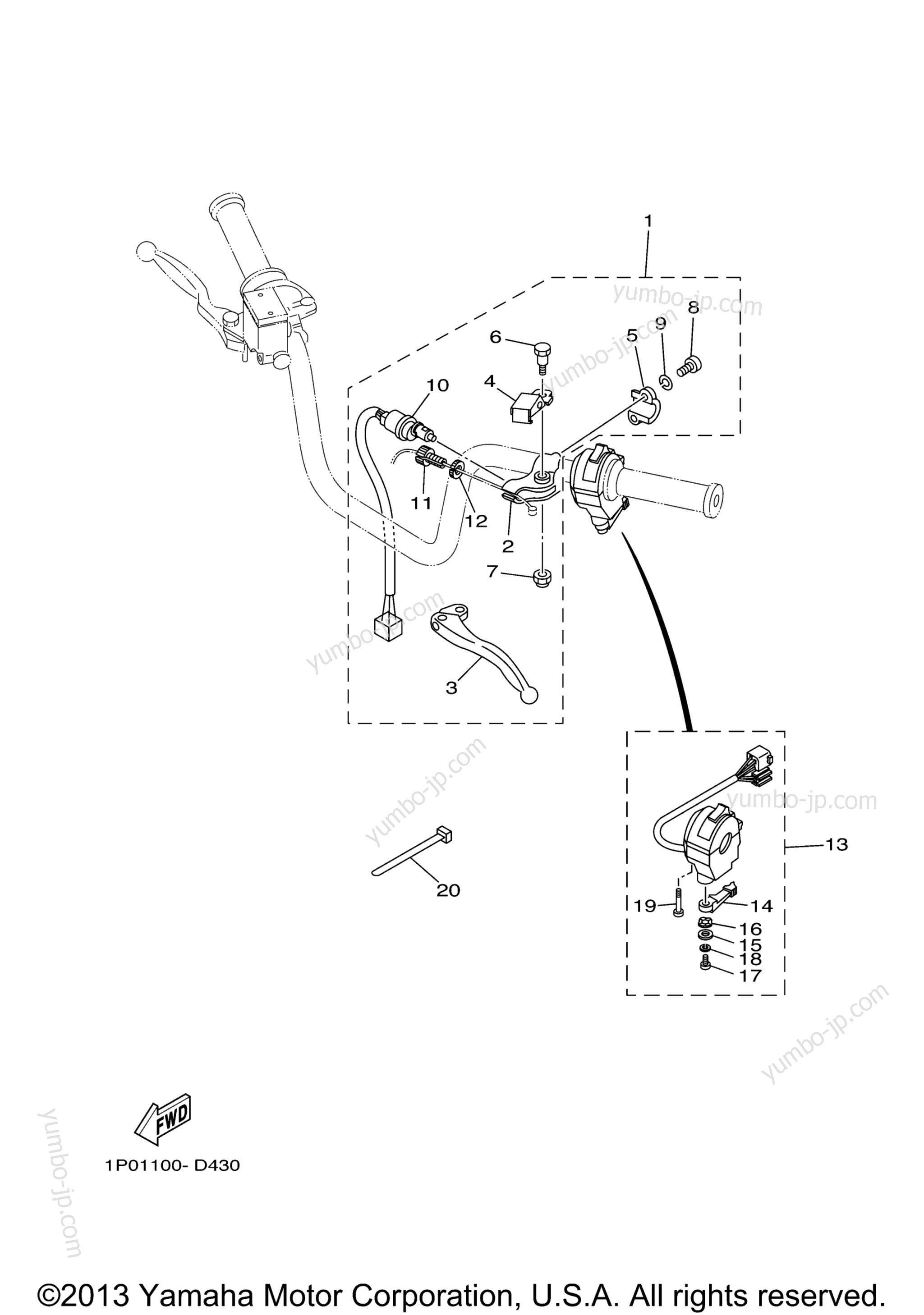 Handle Switch Lever for ATVs YAMAHA BRUIN 250 2WD (YFM25BV) 2006 year