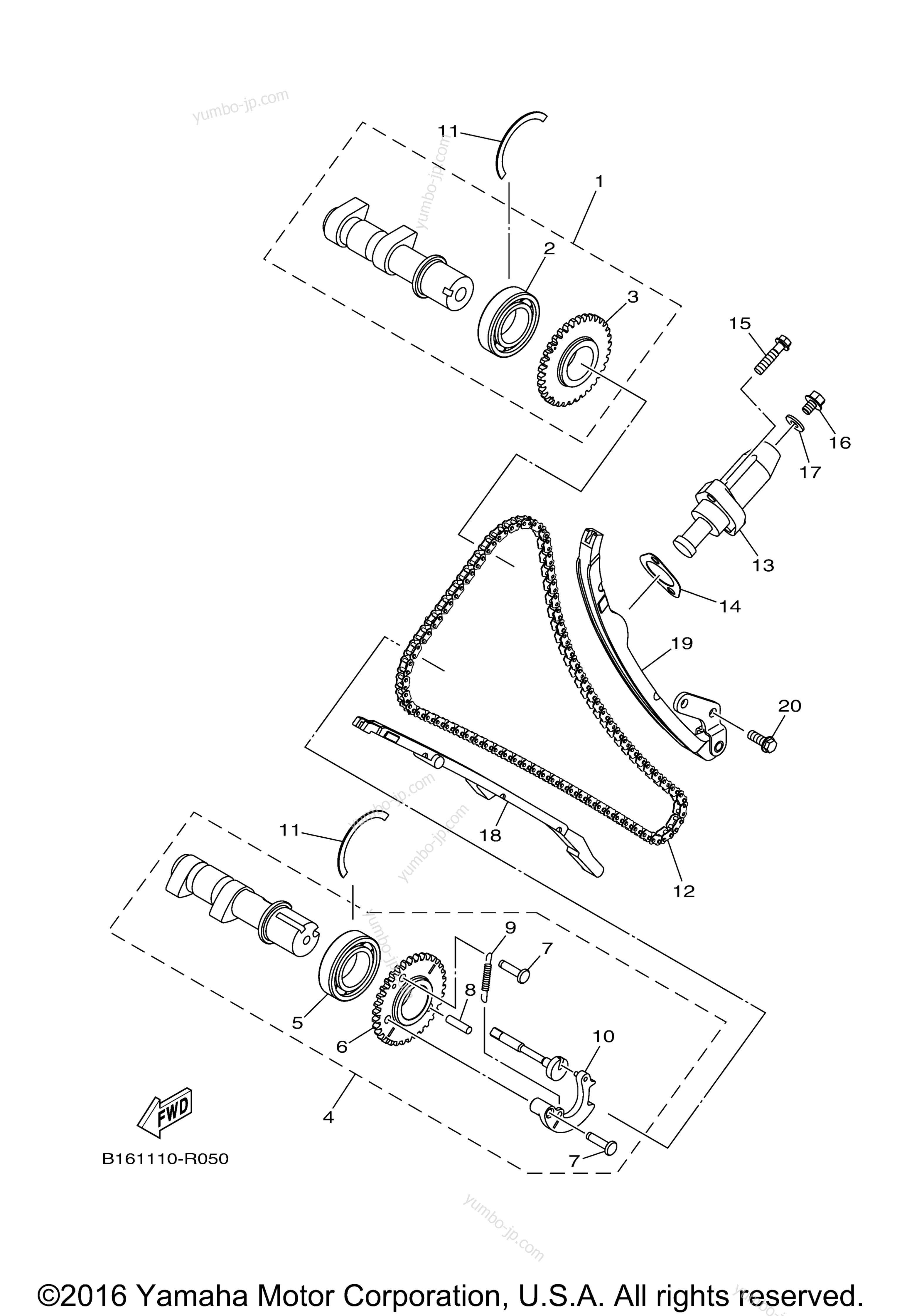 Camshaft Chain для квадроциклов YAMAHA KODIAK 700 4WD (YFM70KDXHG) 2017 г.