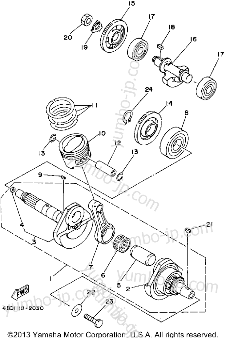 Crankshaft-Piston для квадроциклов YAMAHA TIMBERWOLF 2WD (YFB250D) 1992 г.