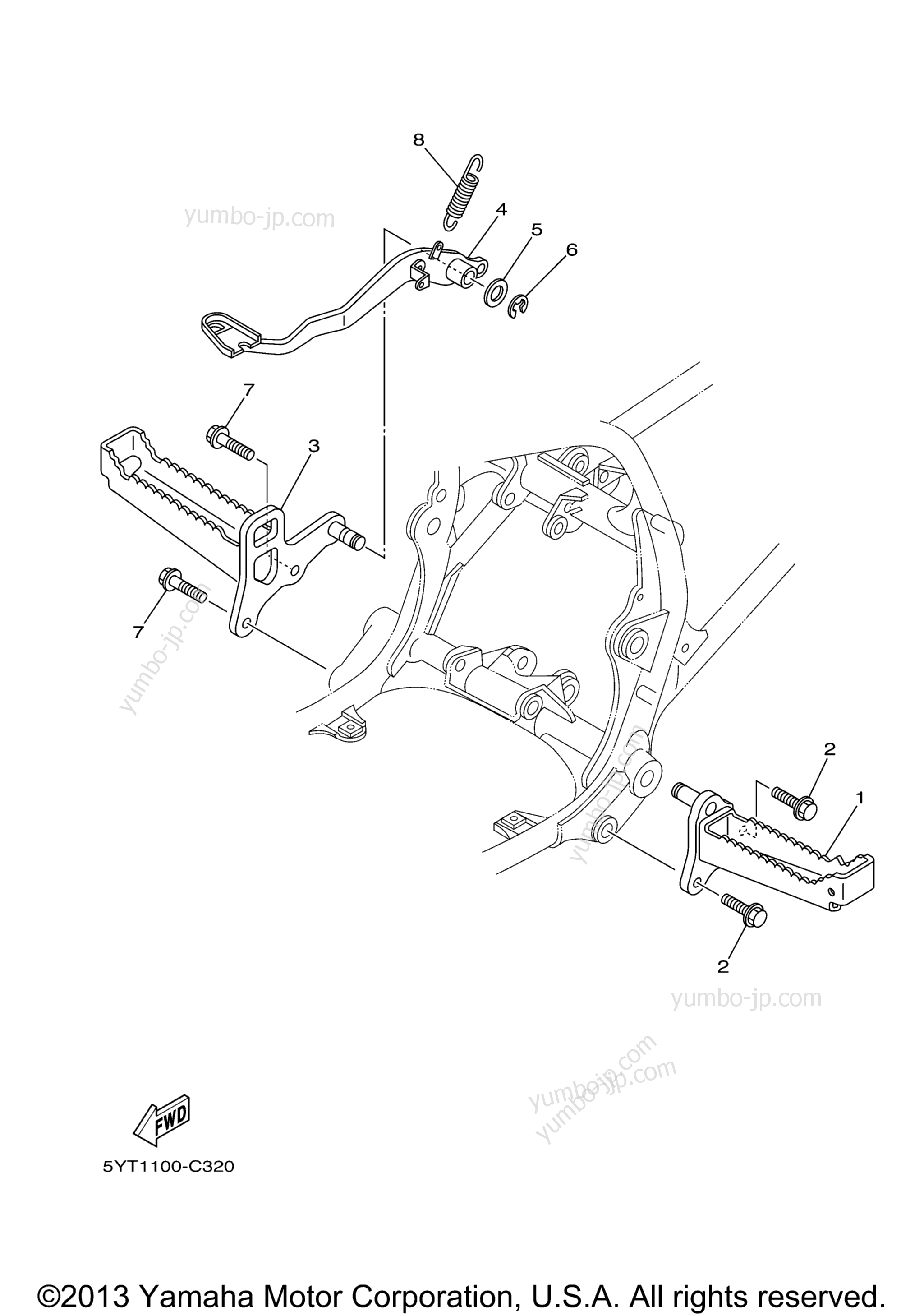 Stand Footrest для квадроциклов YAMAHA RAPTOR 350 (YFM35RW) 2007 г.