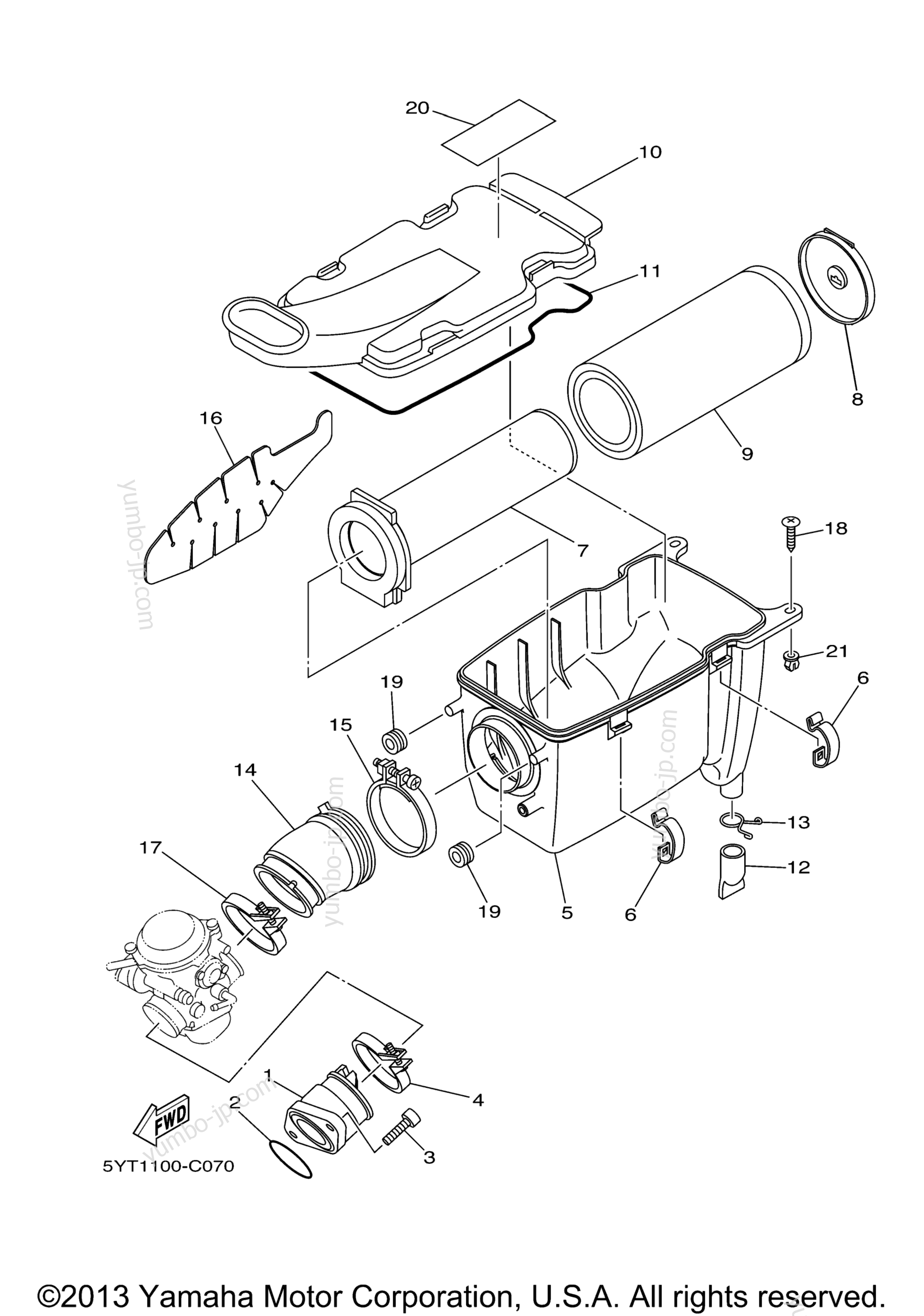 Intake for ATVs YAMAHA RAPTOR 350 (YFM35RW) 2007 year