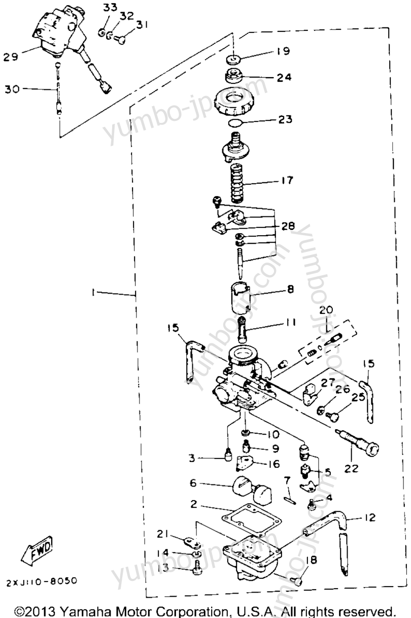 Карбюратор для квадроциклов YAMAHA BLASTER (YFS200E_MN) 1993 г.