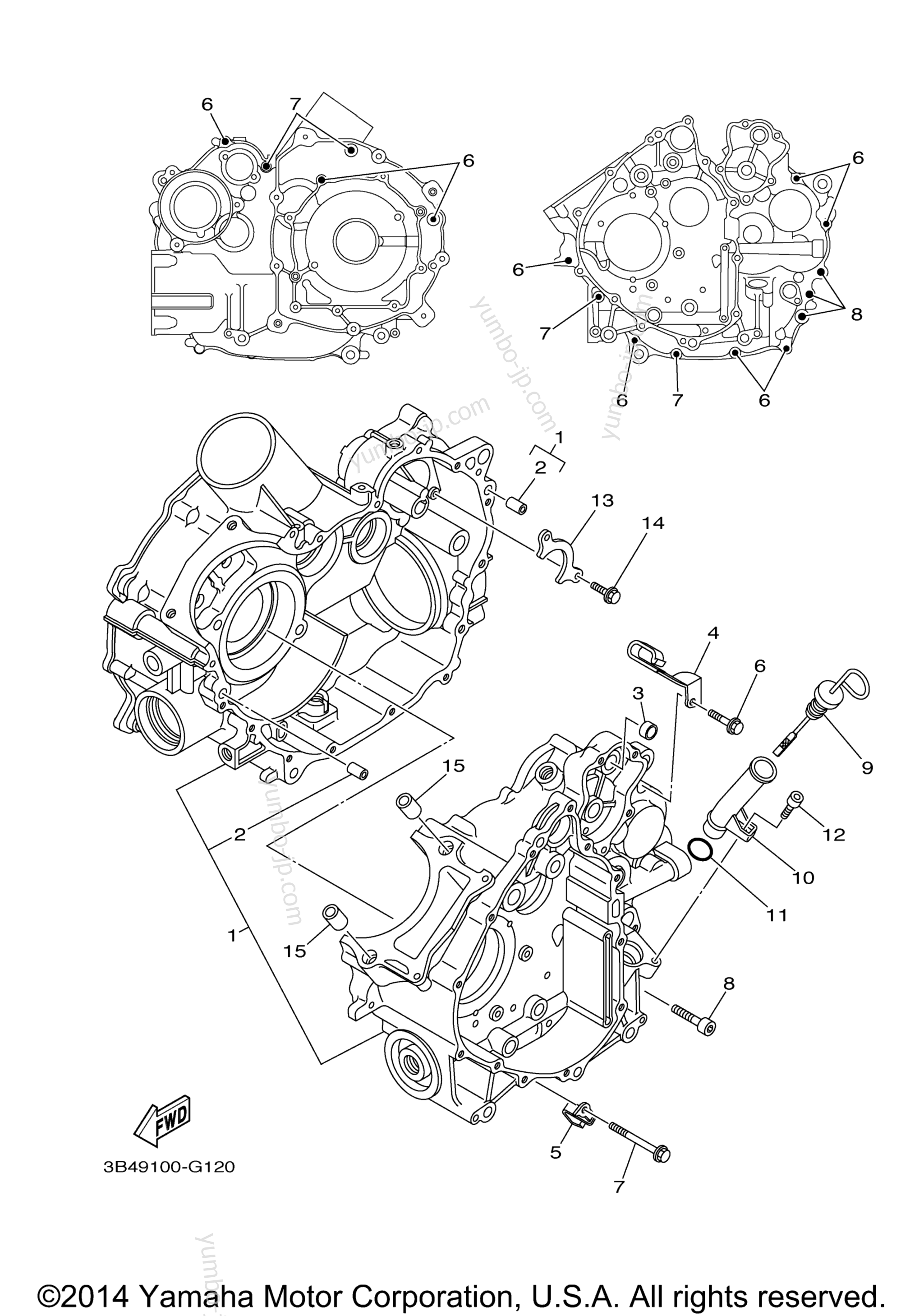 CRANKCASE for ATVs YAMAHA GRIZZLY 550 FI 4WD (YFM5FGYL) 2009 year