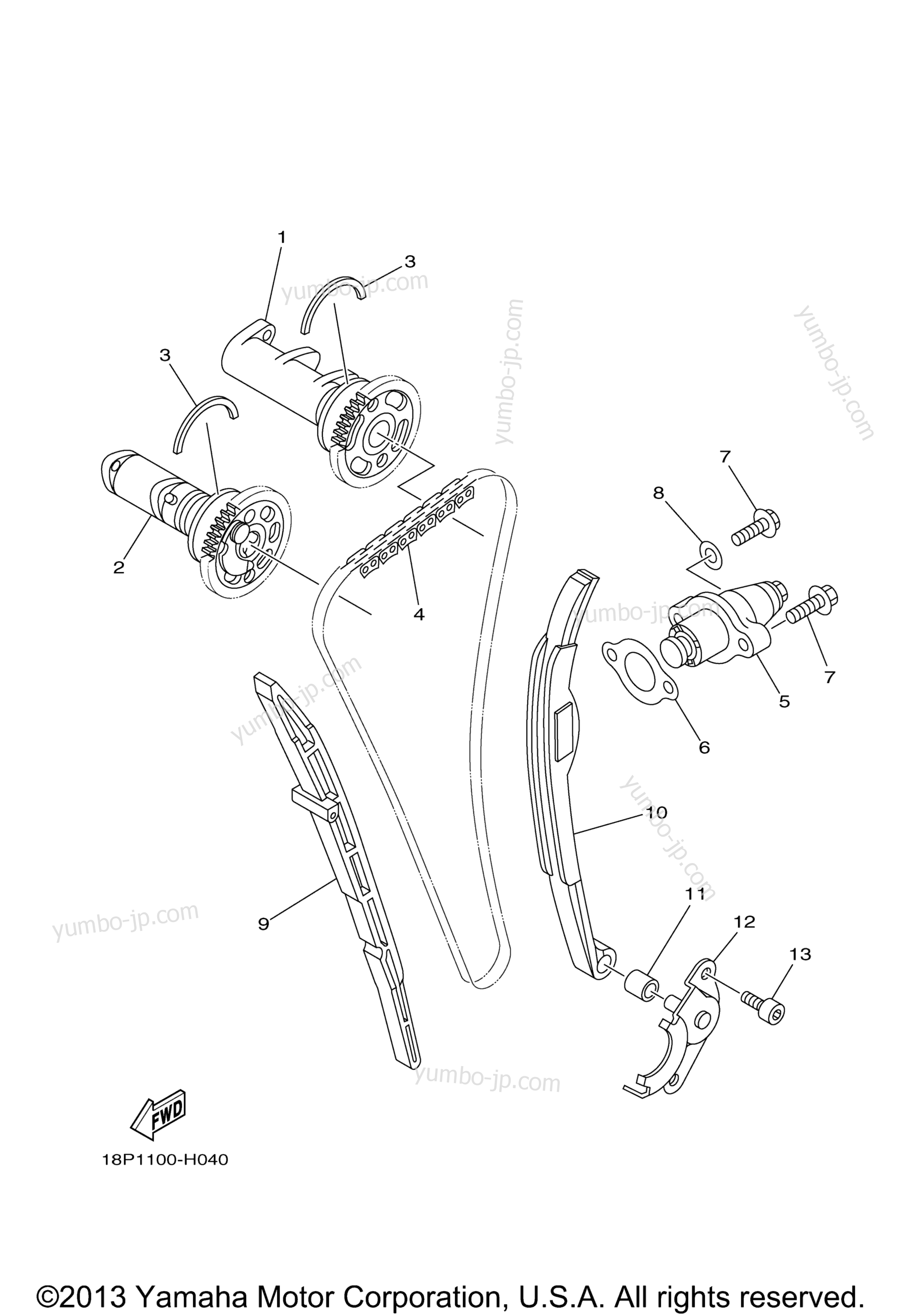 Camshaft Chain для квадроциклов YAMAHA YFZ450X (YFZ450XZL) 2010 г.