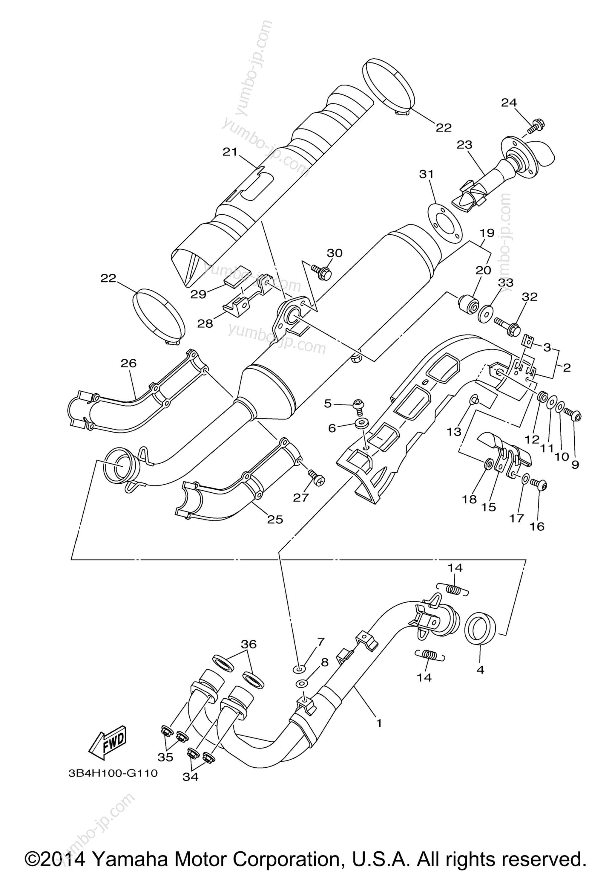 Exhaust for ATVs YAMAHA GRIZZLY 700 EPS HUNTER (YFM7FGPHX) 2008 year