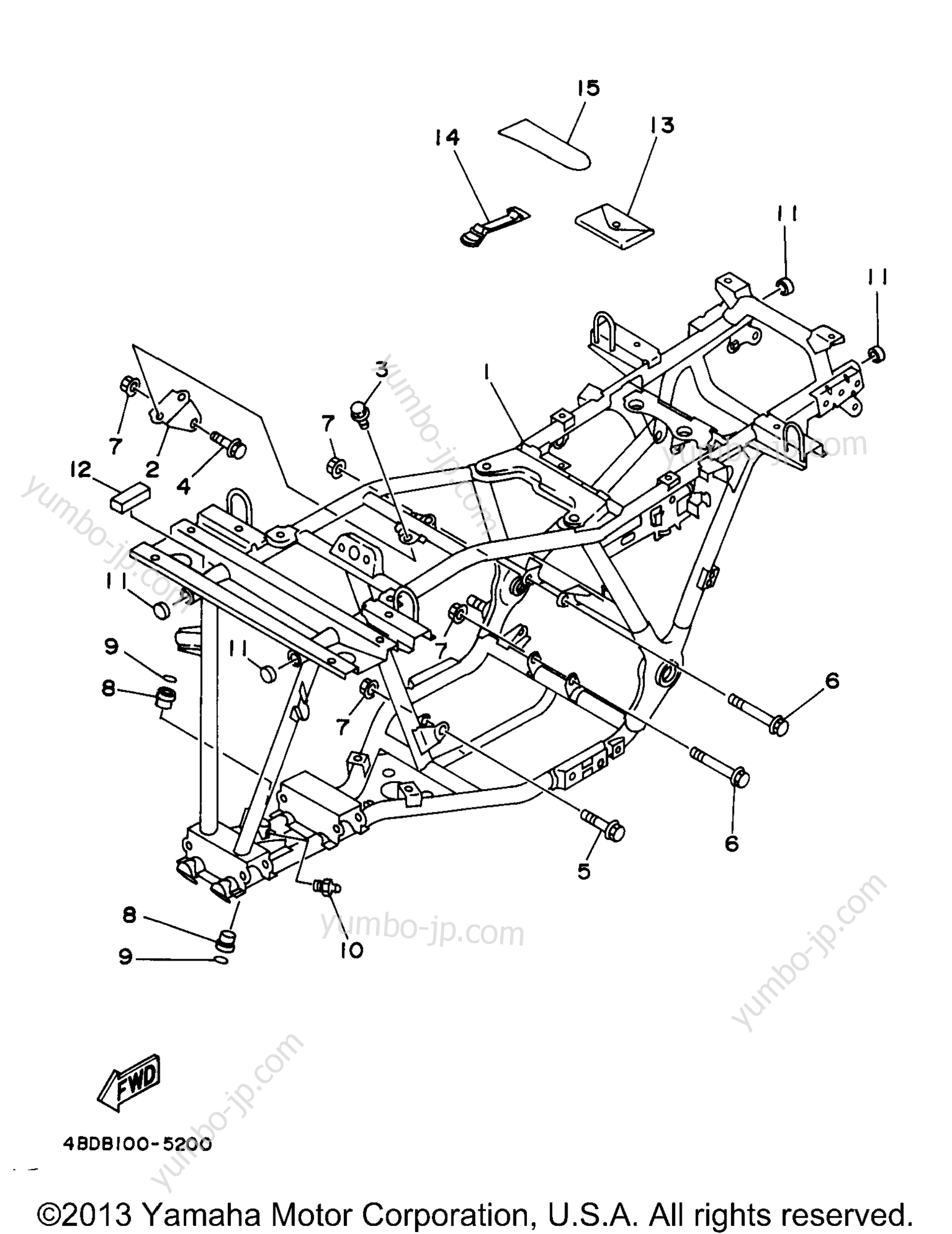 FRAME для квадроциклов YAMAHA TIMBERWOLF 2WD (YFB250UJ_M) 1997 г.