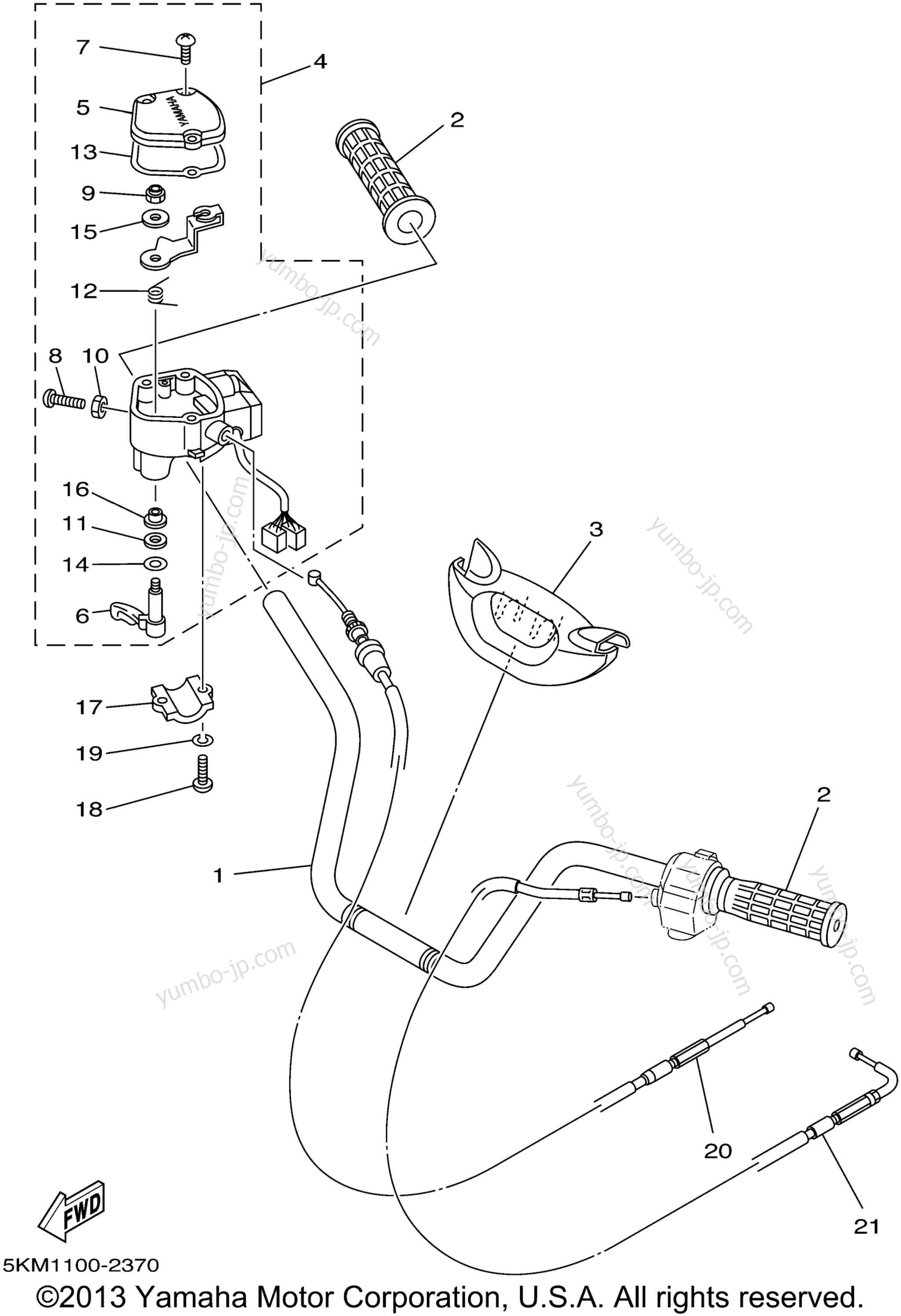 Steering Handle Cable для квадроциклов YAMAHA GRIZZLY HUNTER EDITION (YFM660FHP) 2002 г.