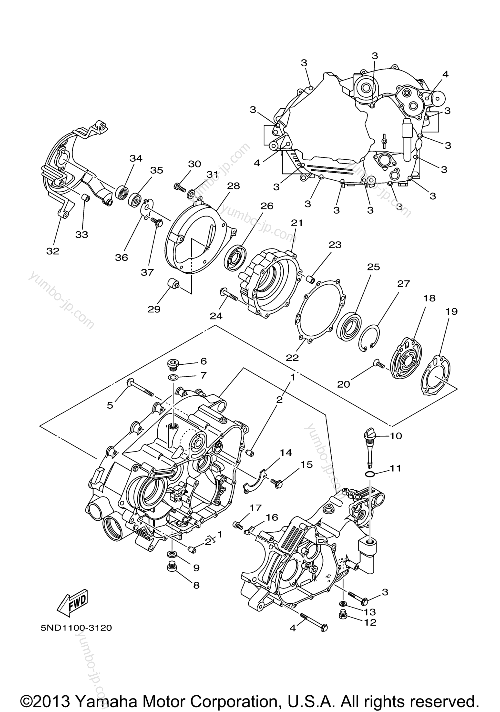 CRANKCASE for ATVs YAMAHA KODIAK 450 4WD (YFM45FAT) 2005 year