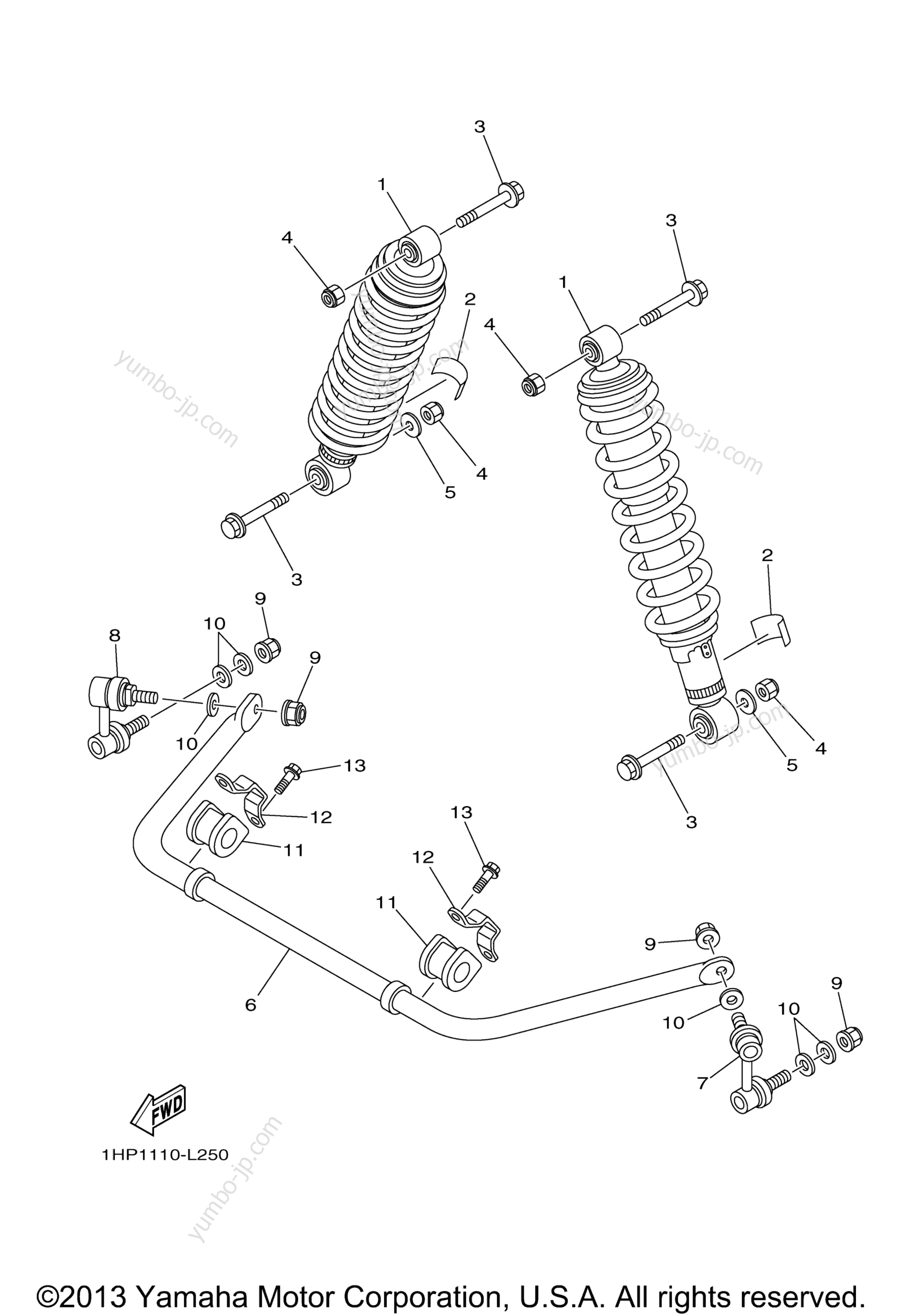 Rear Suspension для квадроциклов YAMAHA GRIZZLY 700 EPS 4WD (YFM7FGPDL) 2013 г.