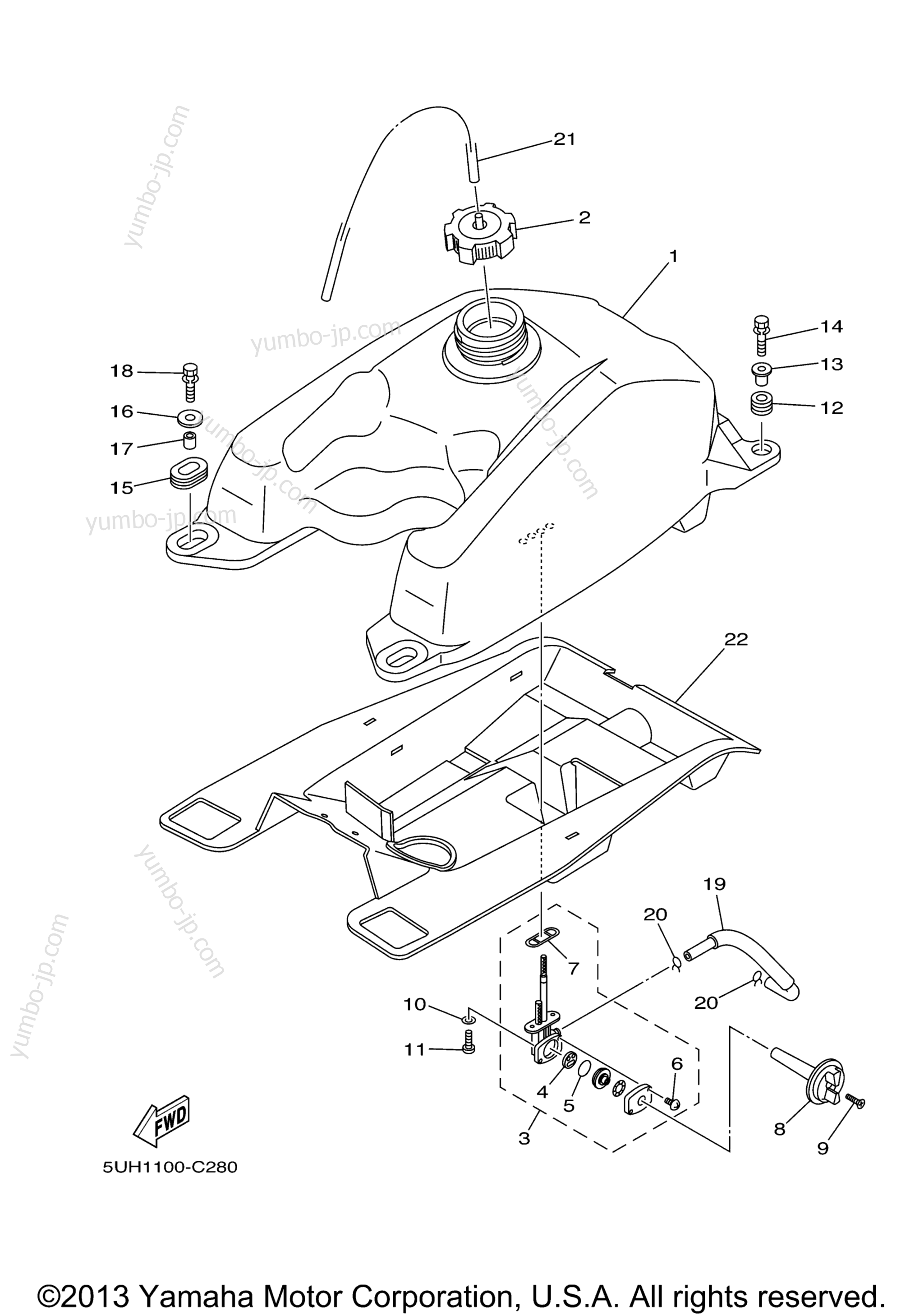 FUEL TANK for ATVs YAMAHA BRUIN 350 4WD HUNTER (YFM35FAHV) 2006 year