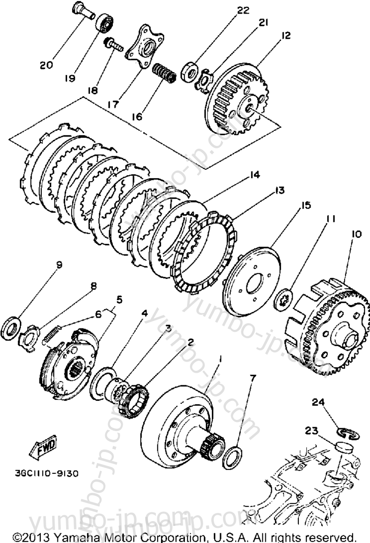 Устройство сцепления для квадроциклов YAMAHA TIMBERWOLF 2WD (YFB250D) 1992 г.