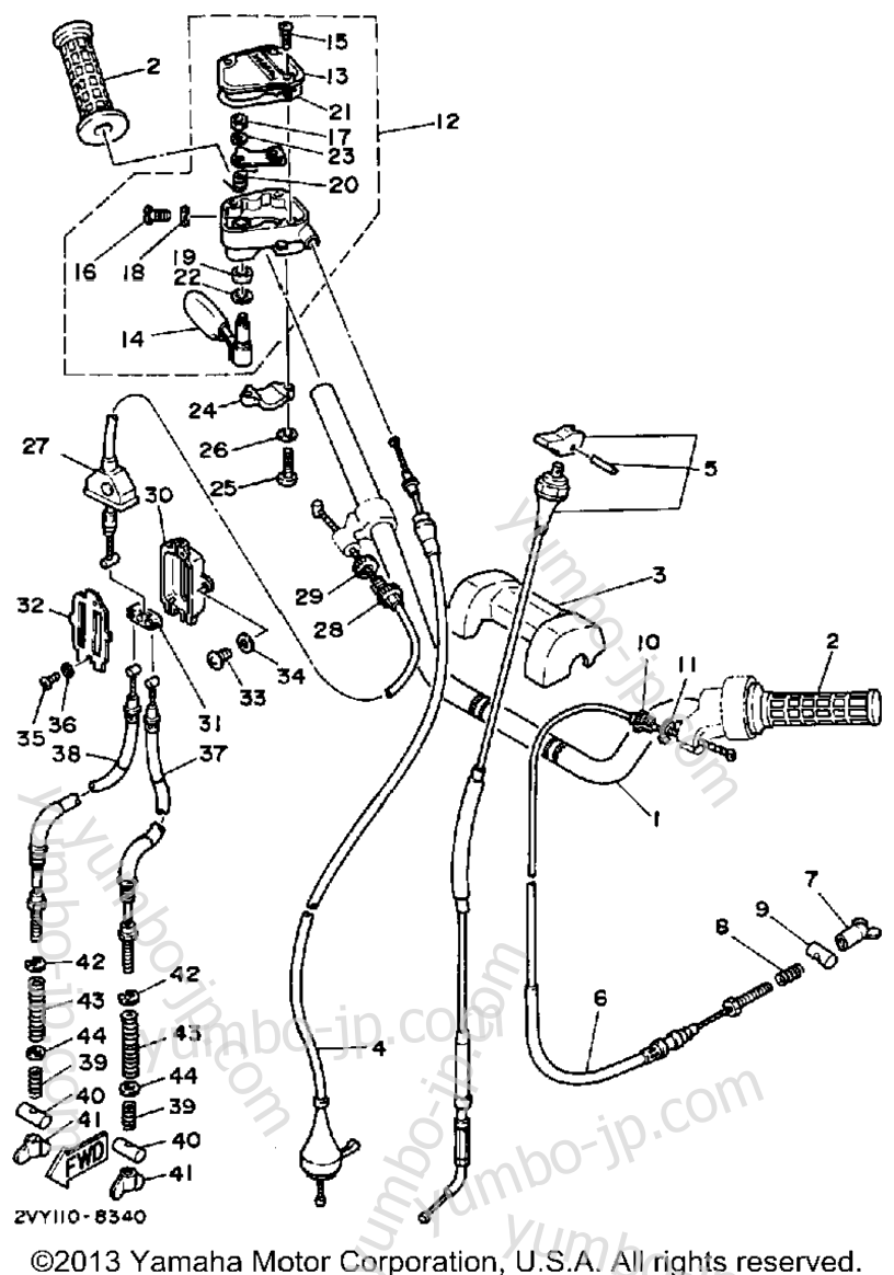 Handlebar-Cable для квадроциклов YAMAHA MOTO-4 (YFM200DXU) 1988 г.