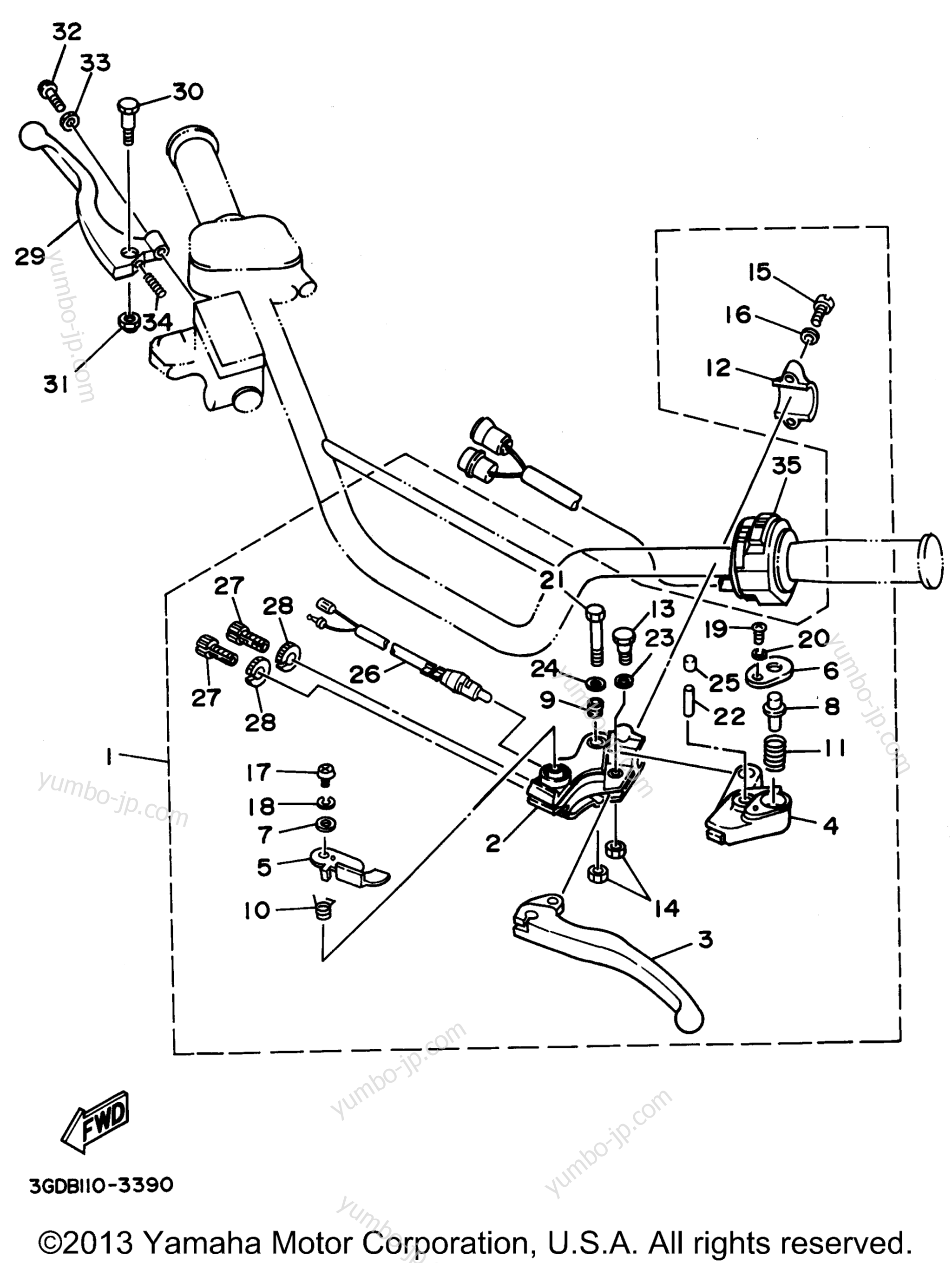 Handle Switch - Lever для квадроциклов YAMAHA WARRIOR (YFM350XG) 1995 г.