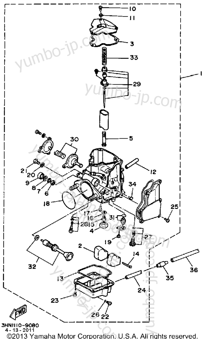 Карбюратор для квадроциклов YAMAHA BIG BEAR 4WD (YFM350FWW) 1989 г.