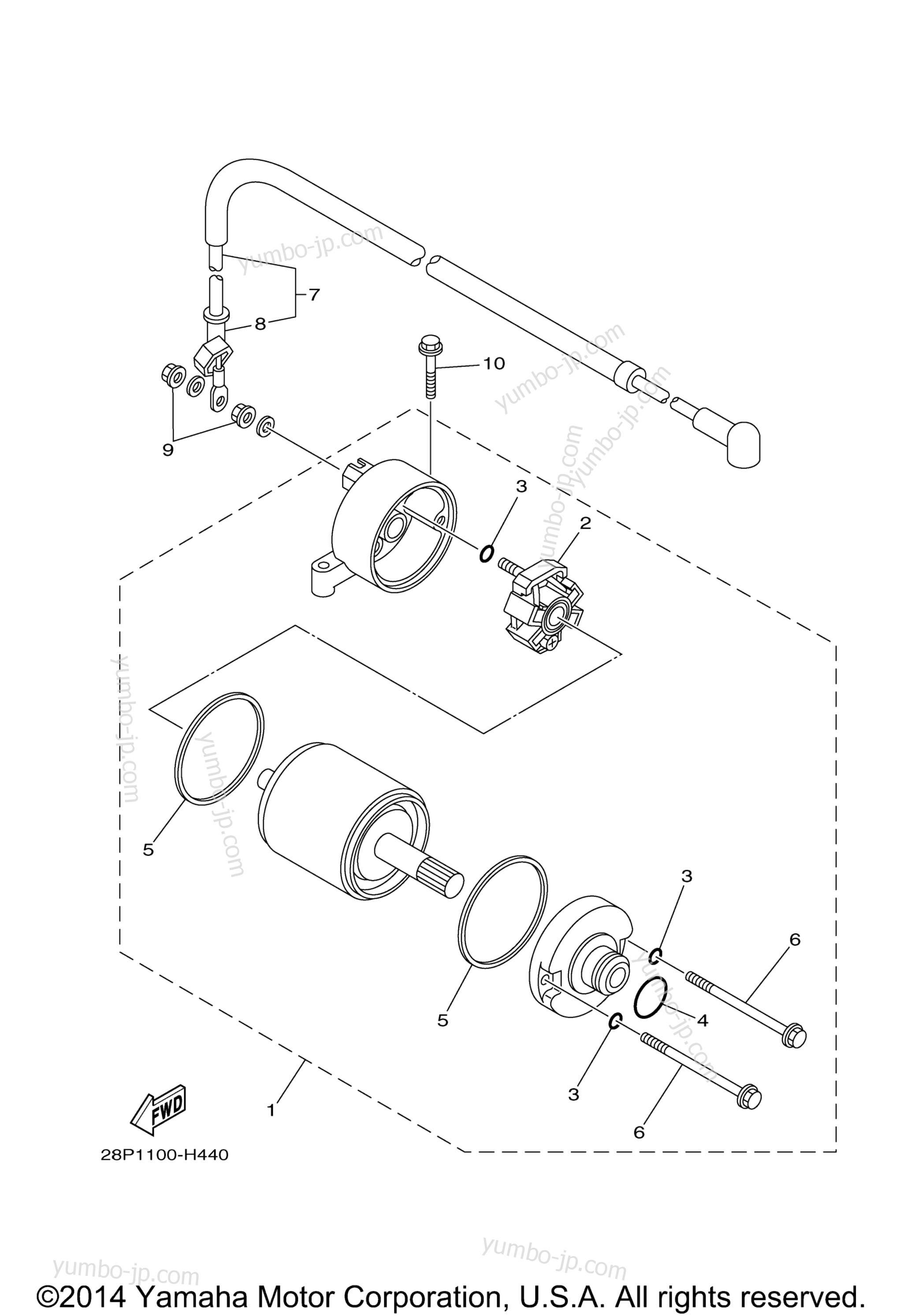 STARTING MOTOR for ATVs YAMAHA GRIZZLY 700 FI 4WD (YFM7FGYB) 2009 year