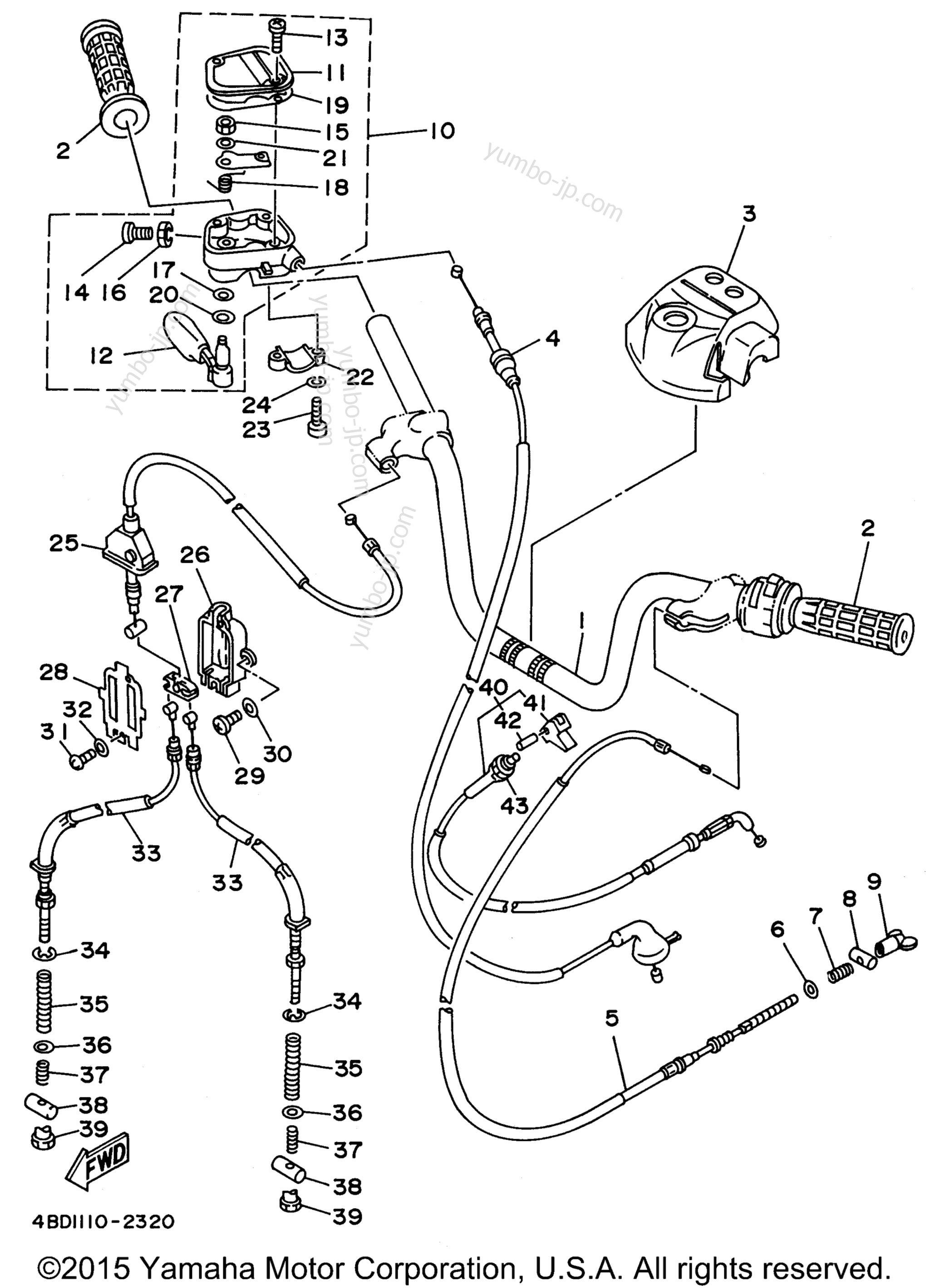 Steering Handle Cable для квадроциклов YAMAHA YFB250H_MN 1996 г.