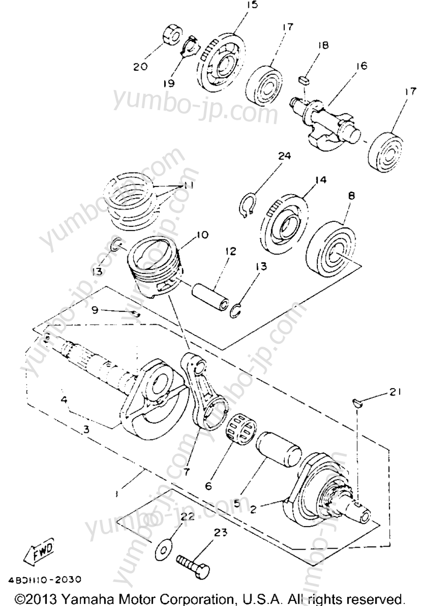Crankshaft - Piston для квадроциклов YAMAHA TIMBERWOLF 2WD (YFB250E) 1993 г.