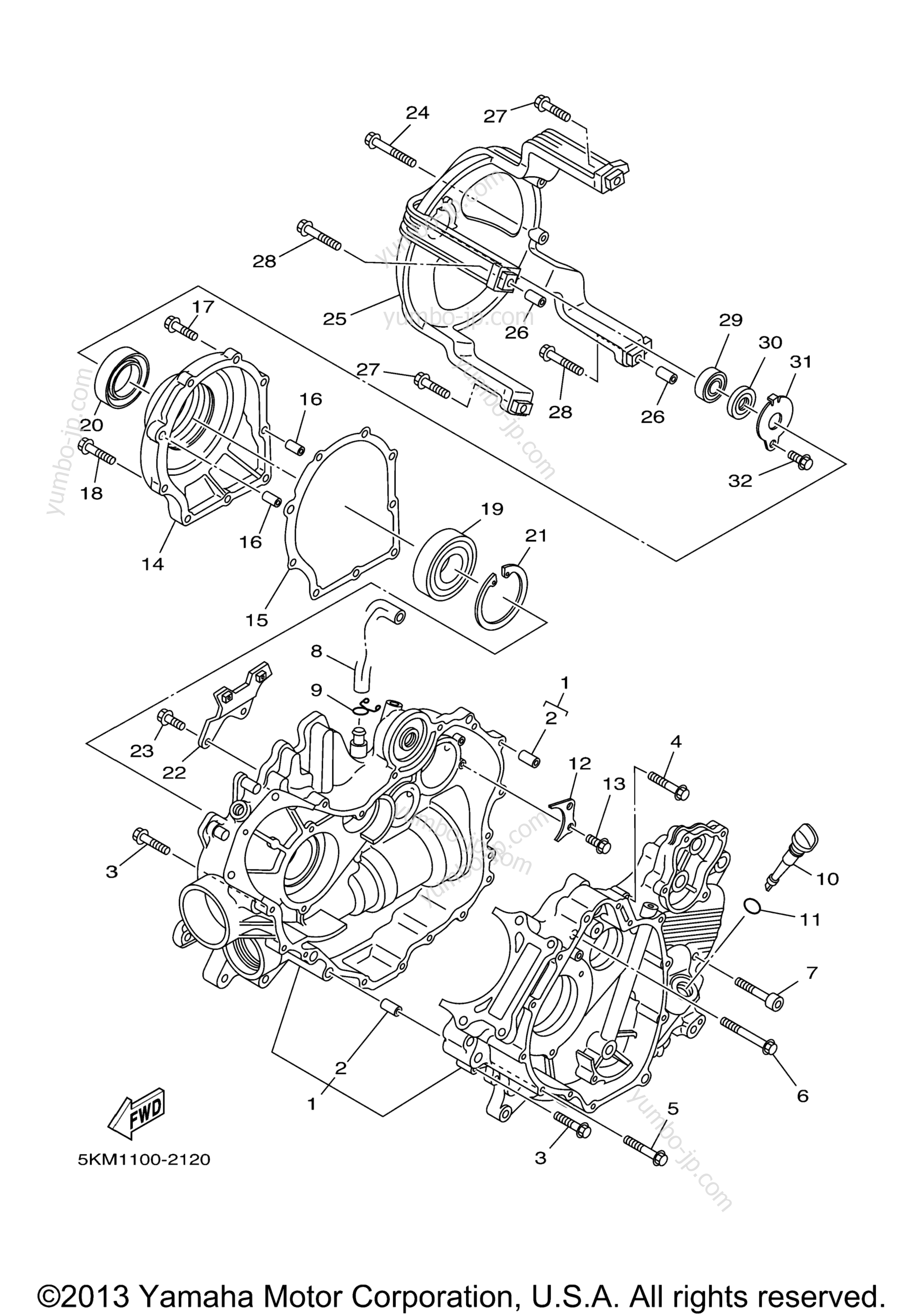 CRANKCASE for ATVs YAMAHA GRIZZLY 660 HUNTER (YFM66FGHX) 2008 year