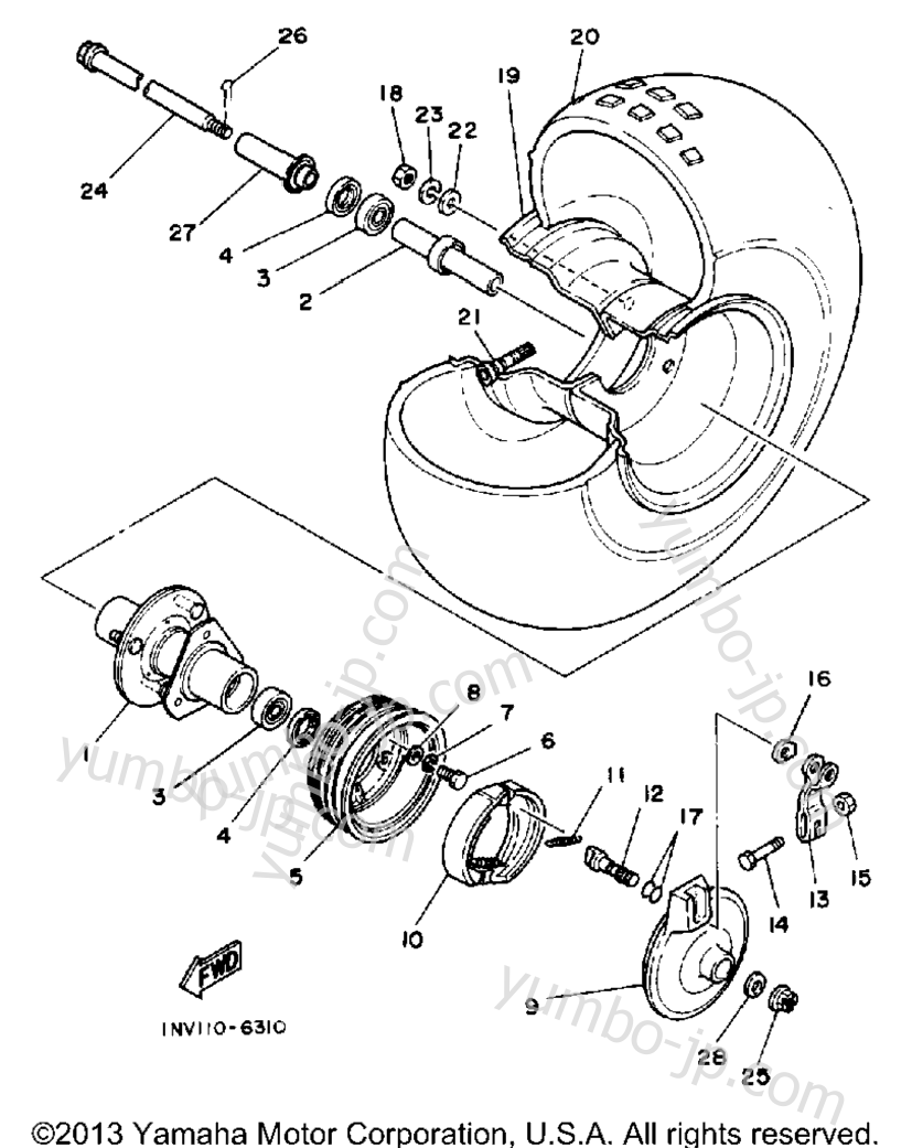 FRONT WHEEL for ATVs YAMAHA YTM225DRS 1986 year