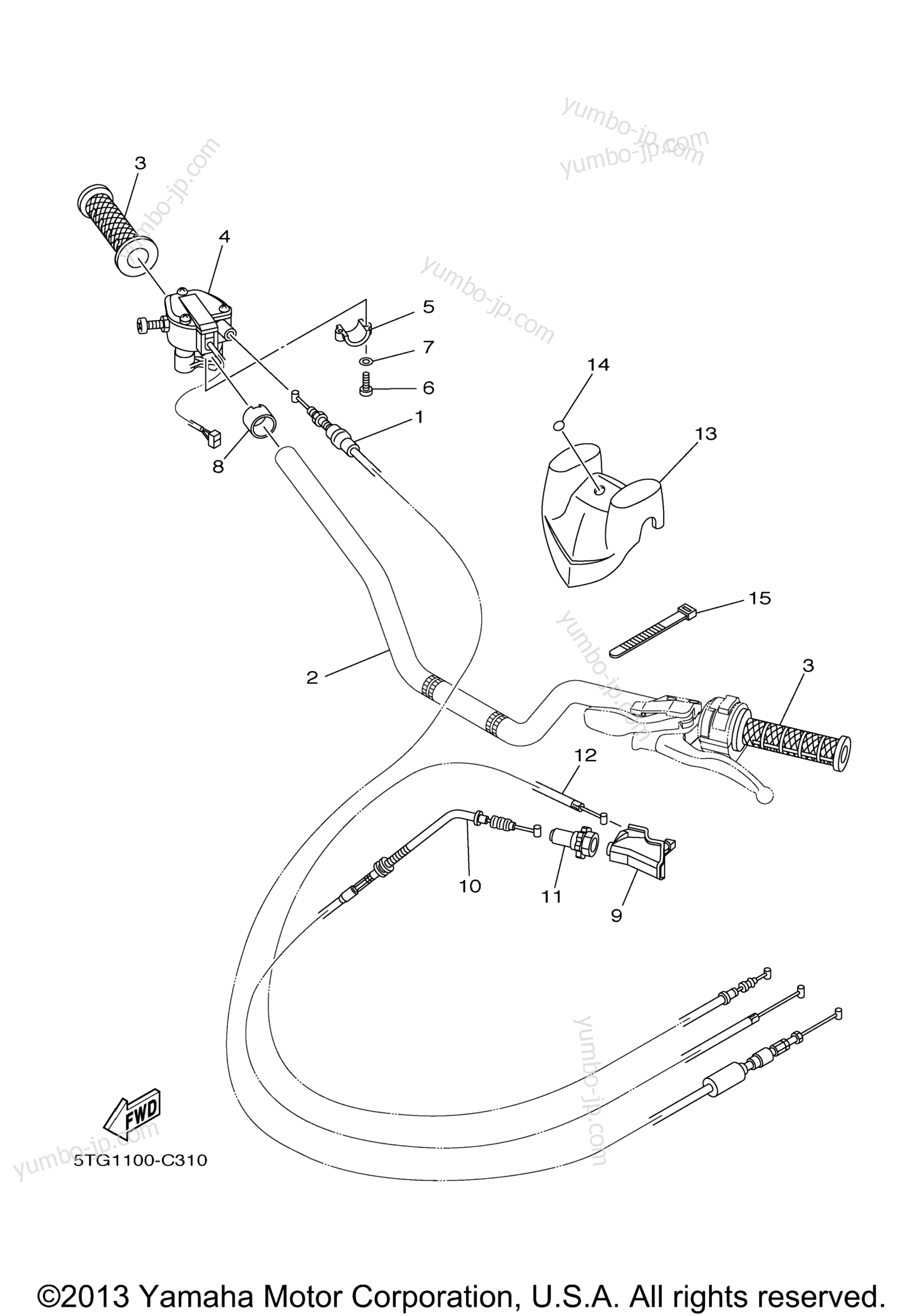 Steering Handle Cable для квадроциклов YAMAHA YFZ450 SPECIAL EDITION (YFZ450SET) 2005 г.