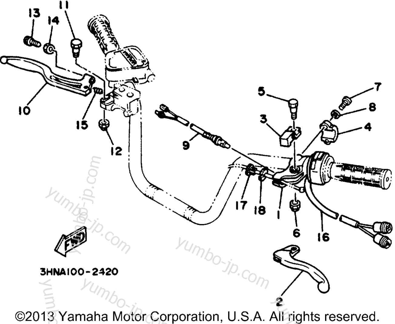 Handle Switch - Lever для квадроциклов YAMAHA BIG BEAR 4WD (YFM350FWD_) 1992 г.