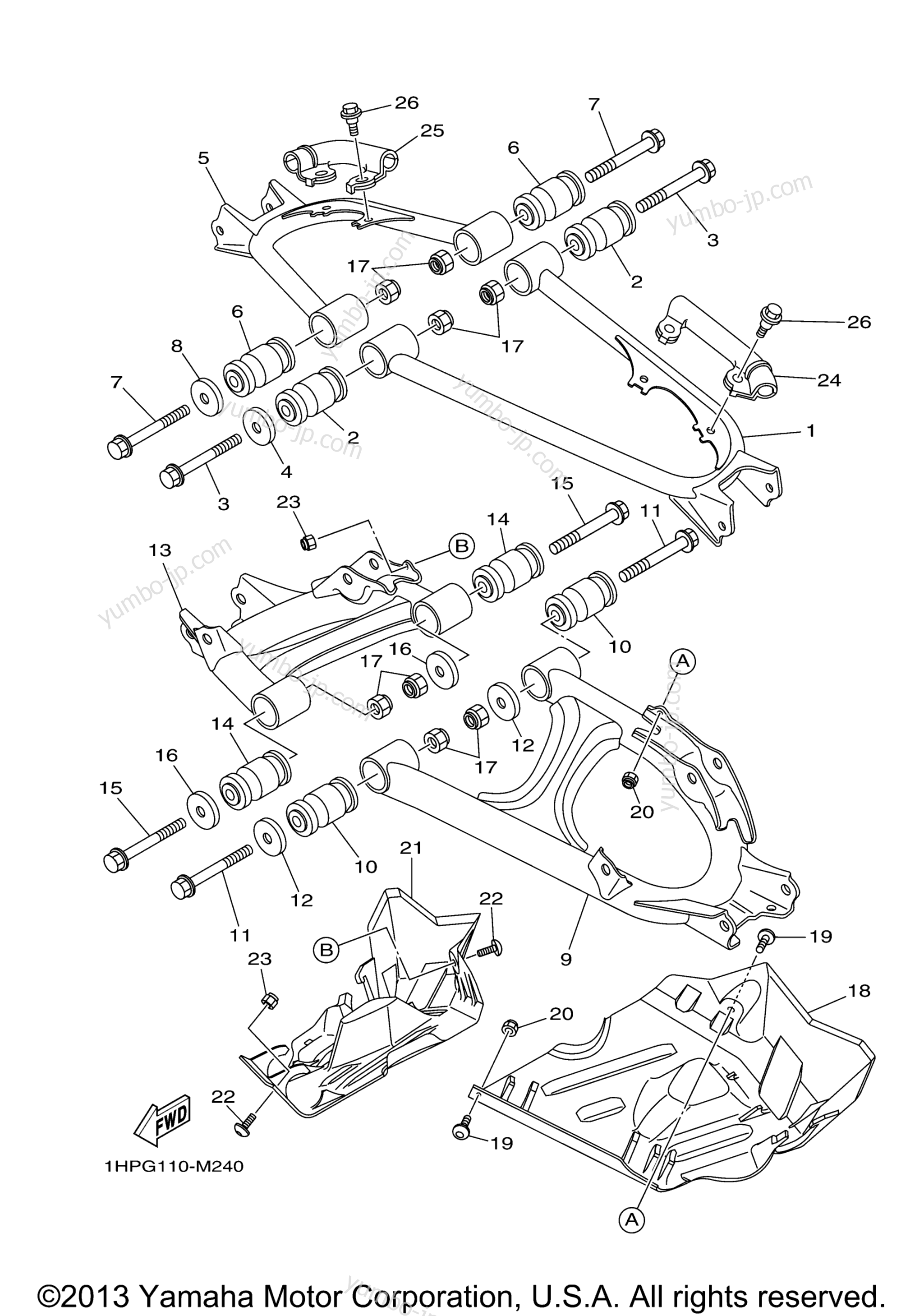 REAR ARM для квадроциклов YAMAHA GRIZZLY 550 FI HUNTING (YFM550DHEH) 2014 г.