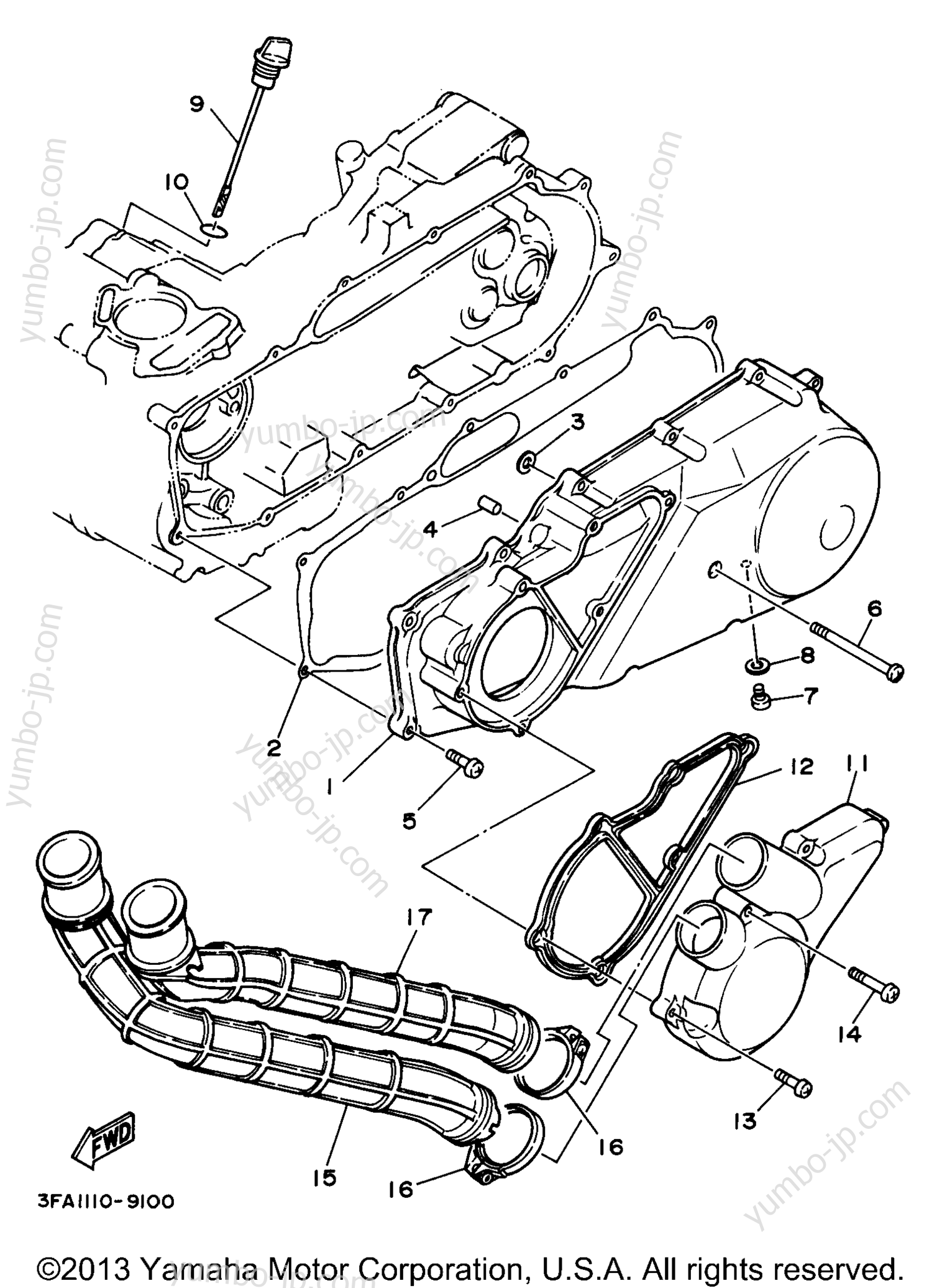 Crankcase Cover 1 для квадроциклов YAMAHA BREEZE (YFA1K) 1998 г.