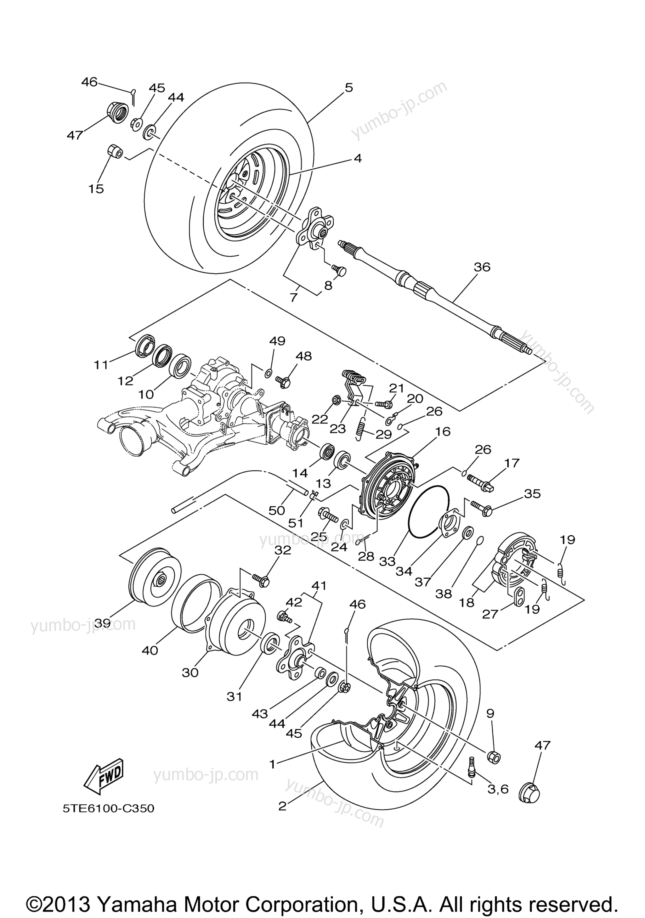 REAR WHEEL для квадроциклов YAMAHA KODIAK 400 4X4 (YFM4FAS) 2004 г.