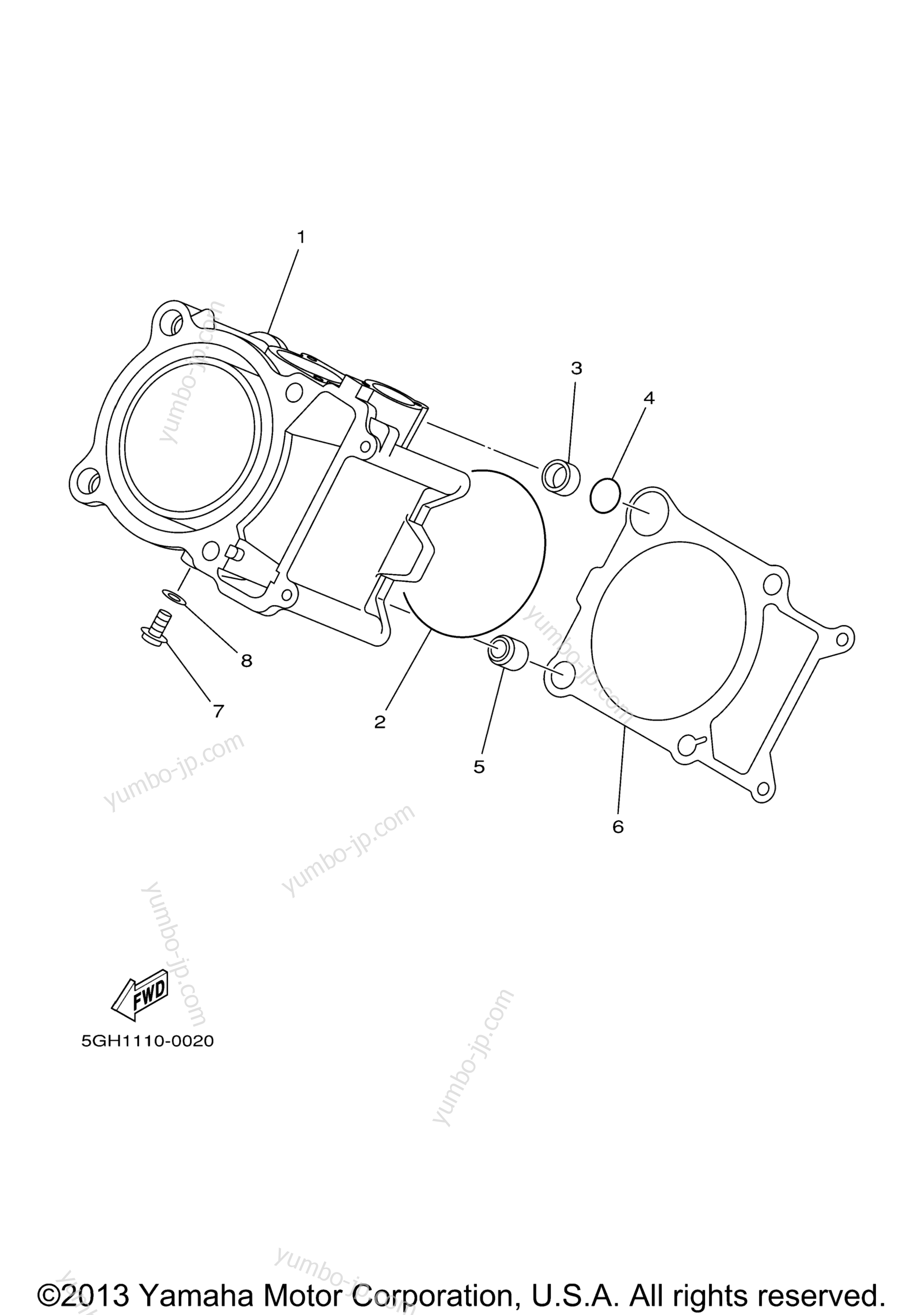 CYLINDER for ATVs YAMAHA KODIAK 400 2WD (YFM4AS) 2004 year