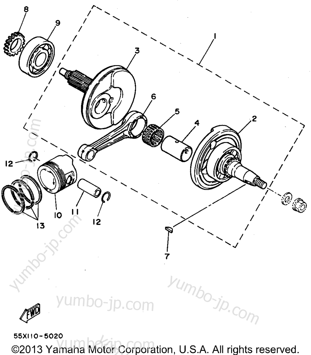Crankshaft - Piston для квадроциклов YAMAHA BADGER (YFM80G) 1995 г.