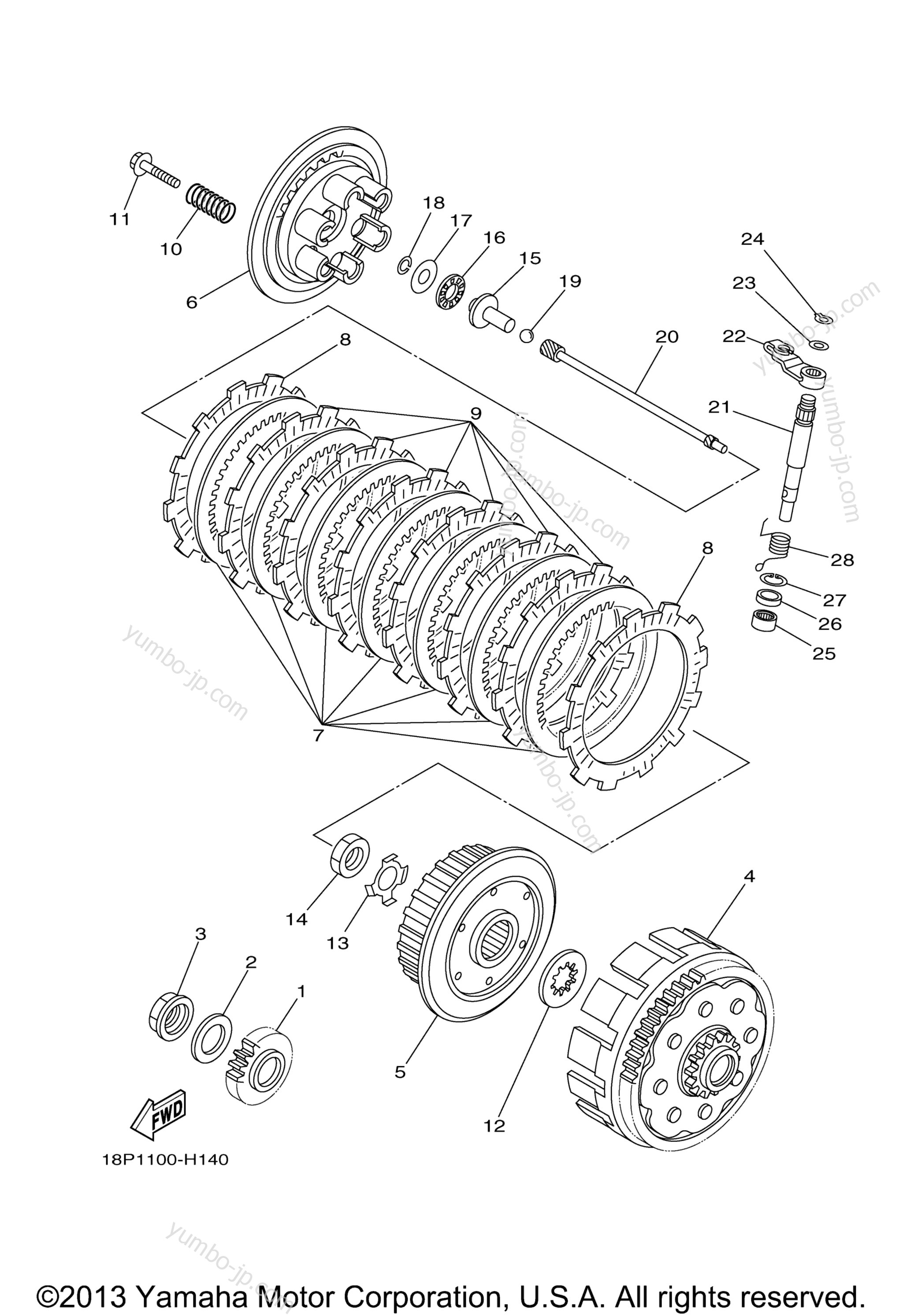 CLUTCH for ATVs YAMAHA YFZ450X (YFZ450XZW) 2010 year