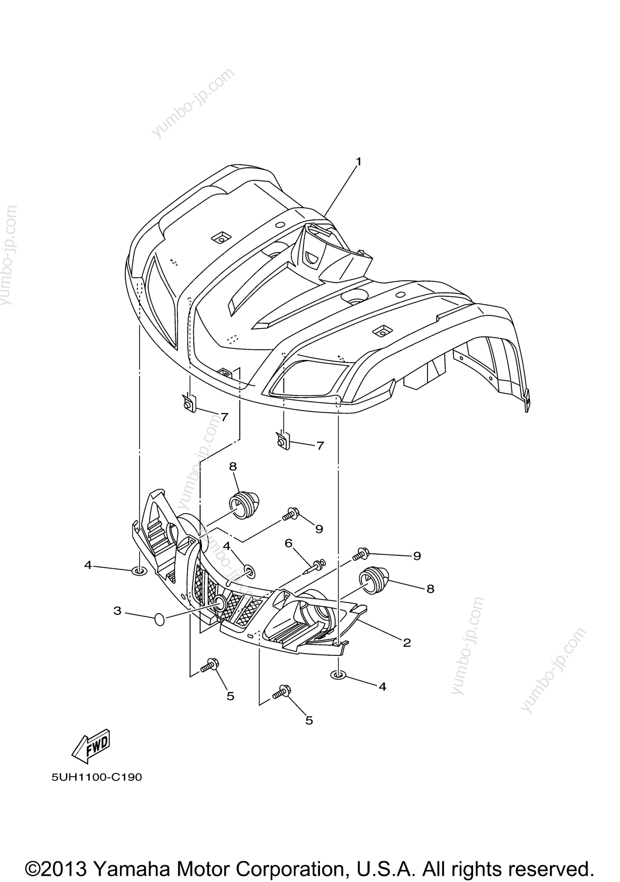 FRONT FENDER для квадроциклов YAMAHA BRUIN 350 4WD (YFM35FAV) 2006 г.