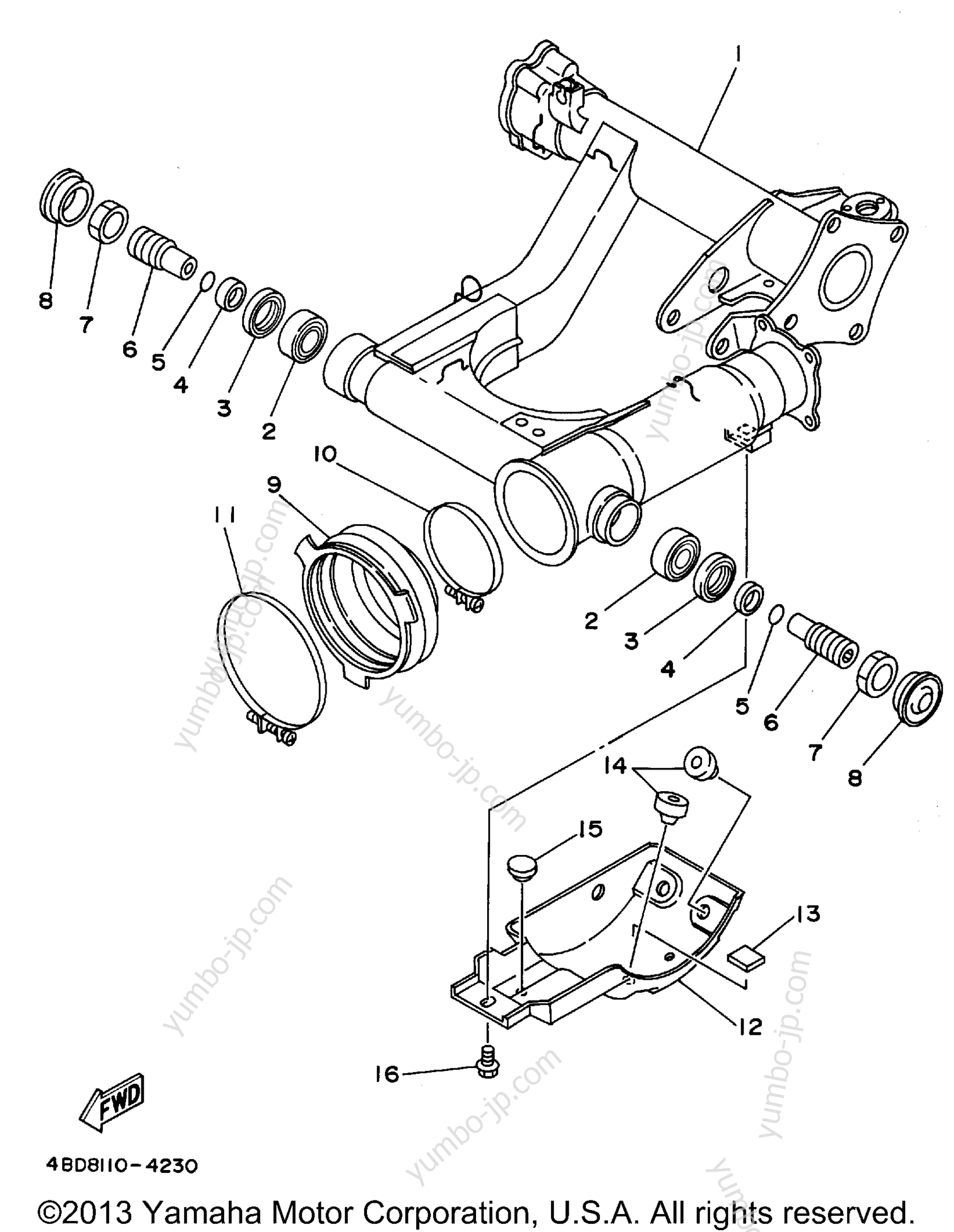 REAR ARM для квадроциклов YAMAHA TIMBERWOLF 2WD (YFB250G) 1995 г.